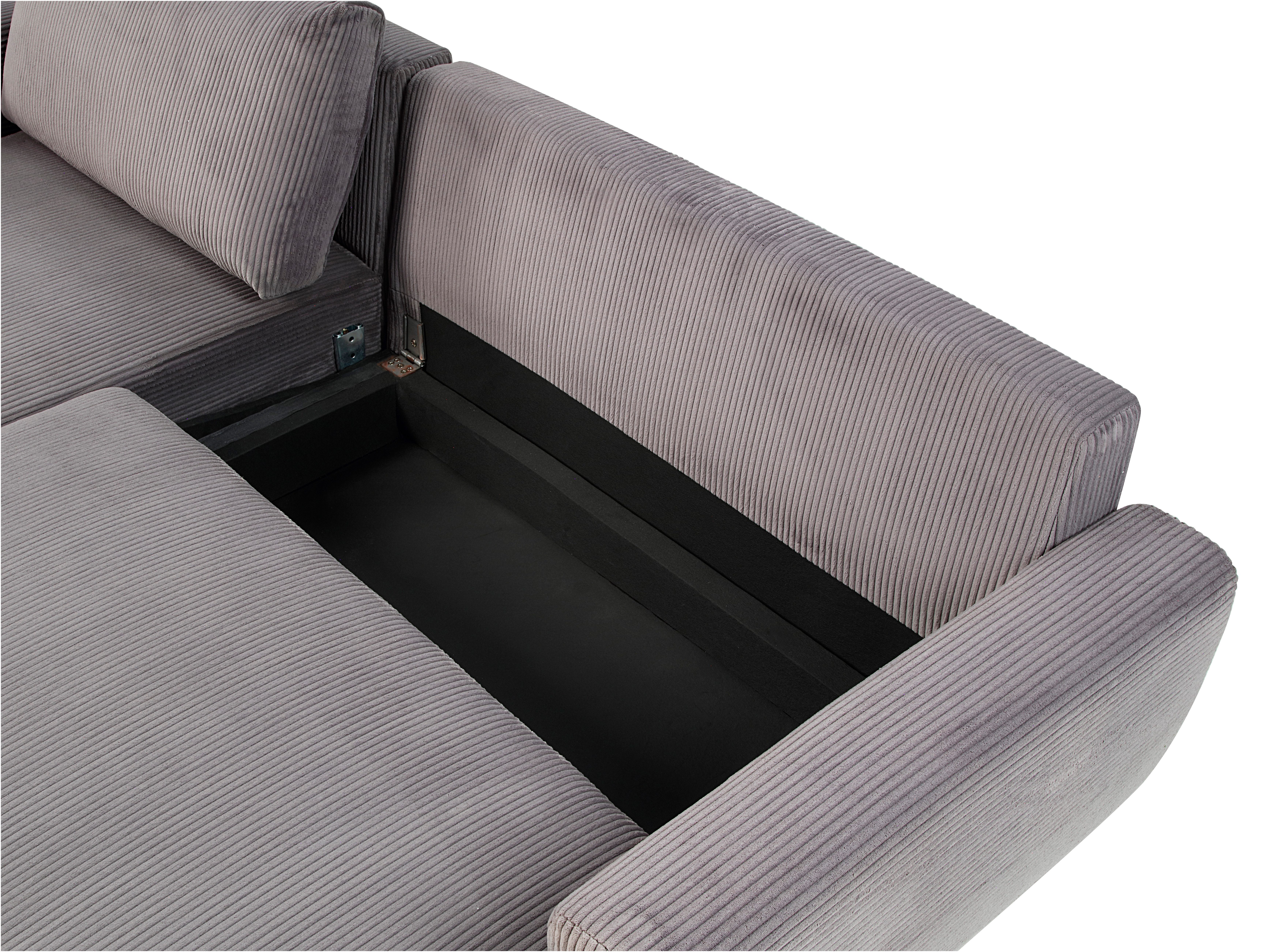 ATLANTIC home collection Hoekbank Leonid L-vorm met slaapfunctie en bedkist