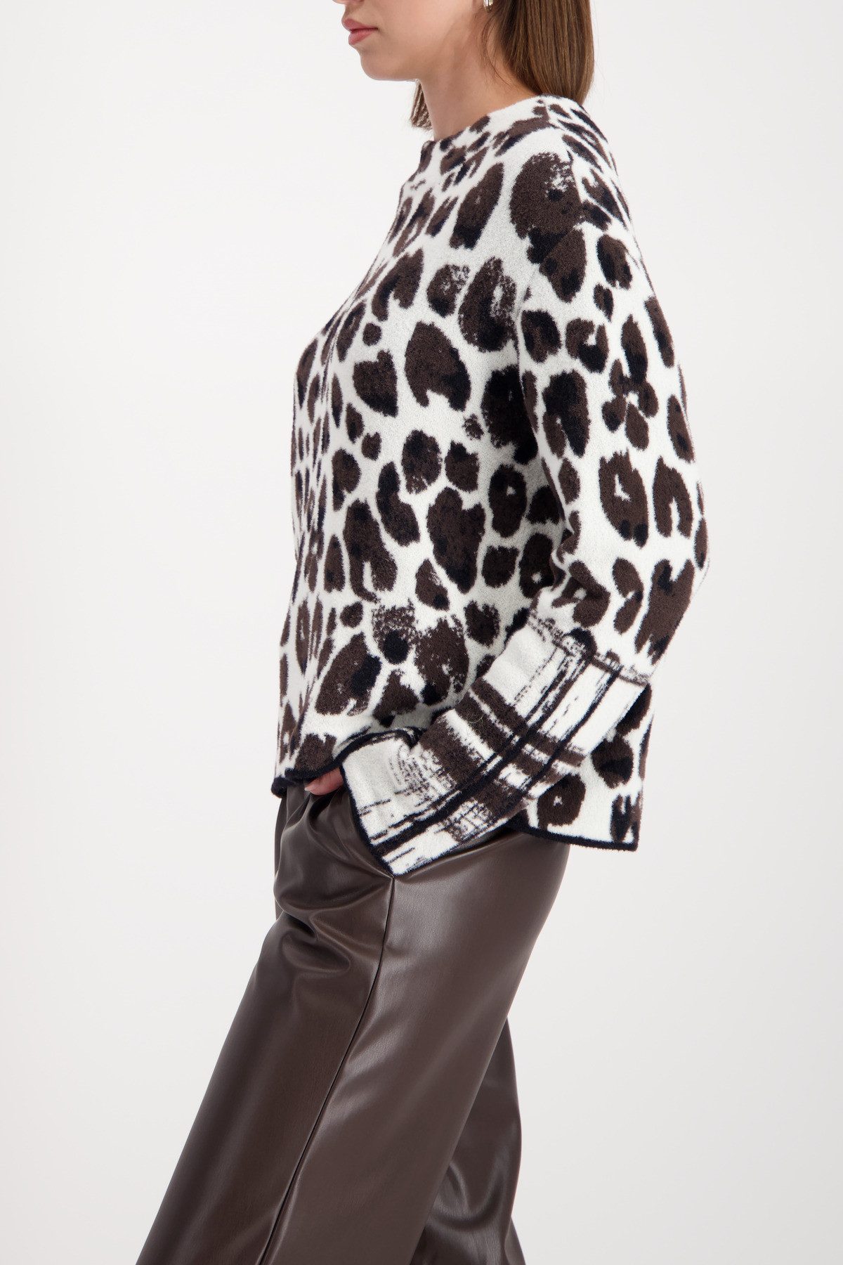 Monari Gebreide trui Regular fit met staande kraag