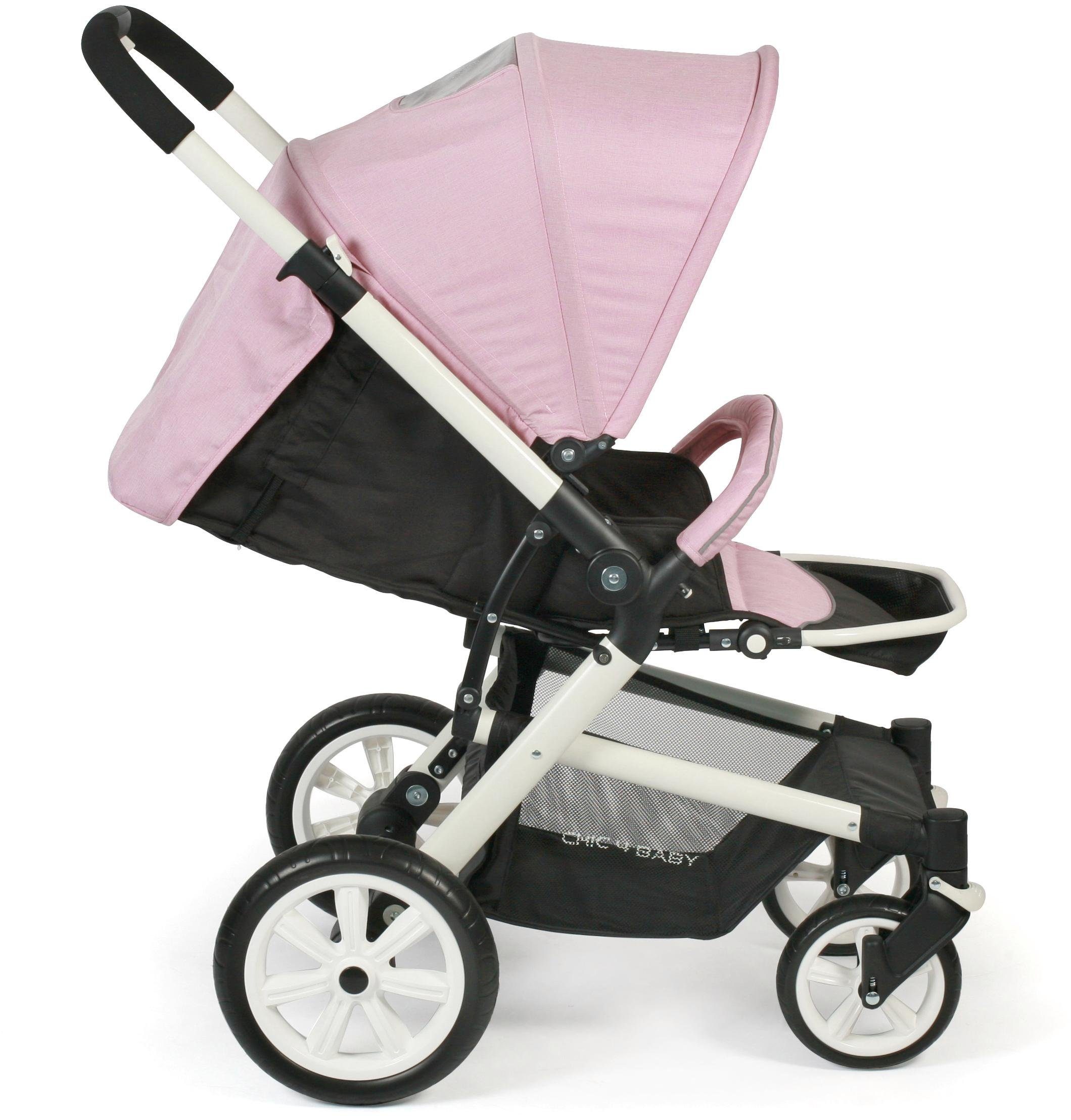 CHIC4BABY Sport-kinderwagen Boomer, rosa met zwenkbare en vergrendelbare voorwielen