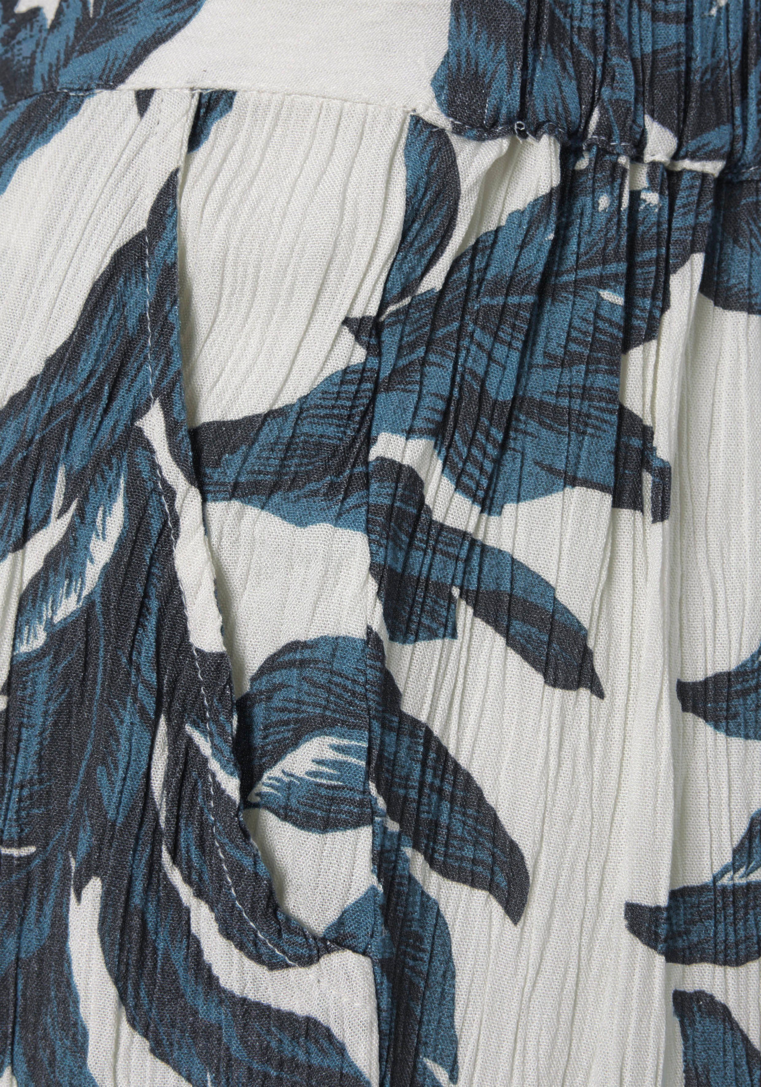 s.Oliver RED LABEL Beachwear Palazzobroek van crêpe viscose met all-over print en zakken, stoffen broek