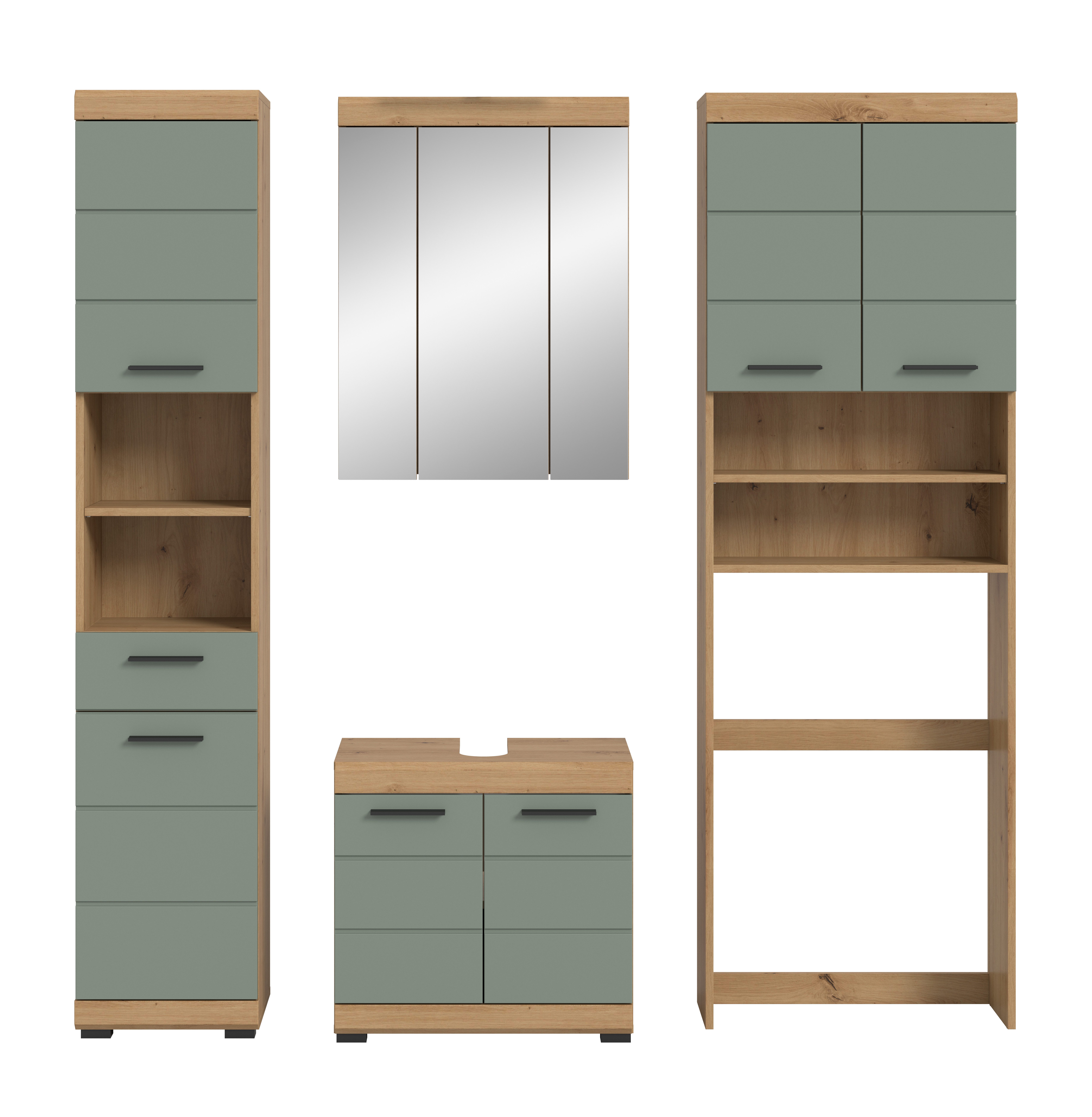 INOSIGN Badkamerserie Siena, 4-delig, bestaande uit: Hoge kast, WBU, spiegelkast, wasmachine ombouwkast (set, 4-delig)