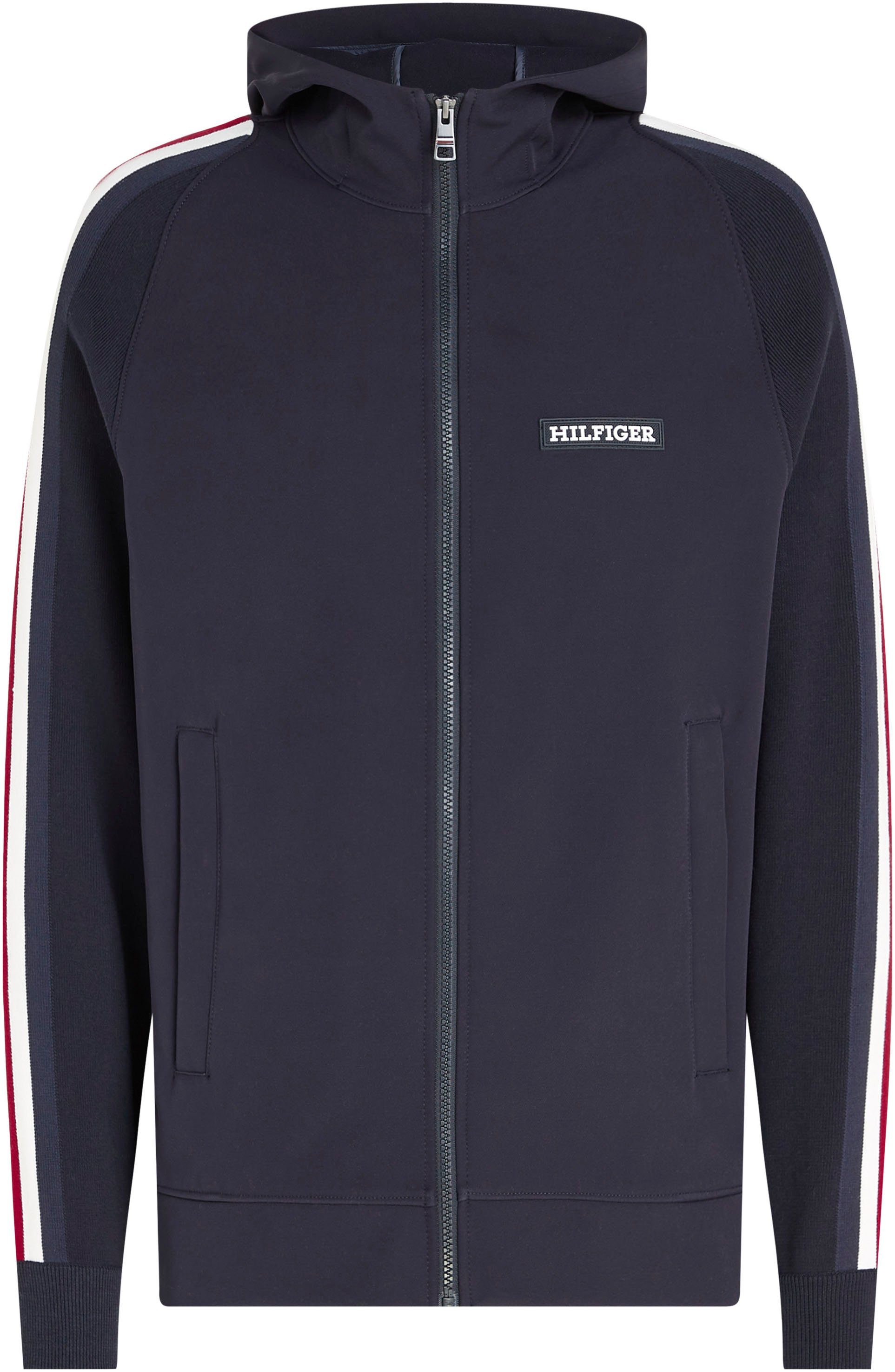 Tommy Hilfiger Capuchontrui MIXED MEDIA HOODED SWEATER met th-strepen op de mouwen
