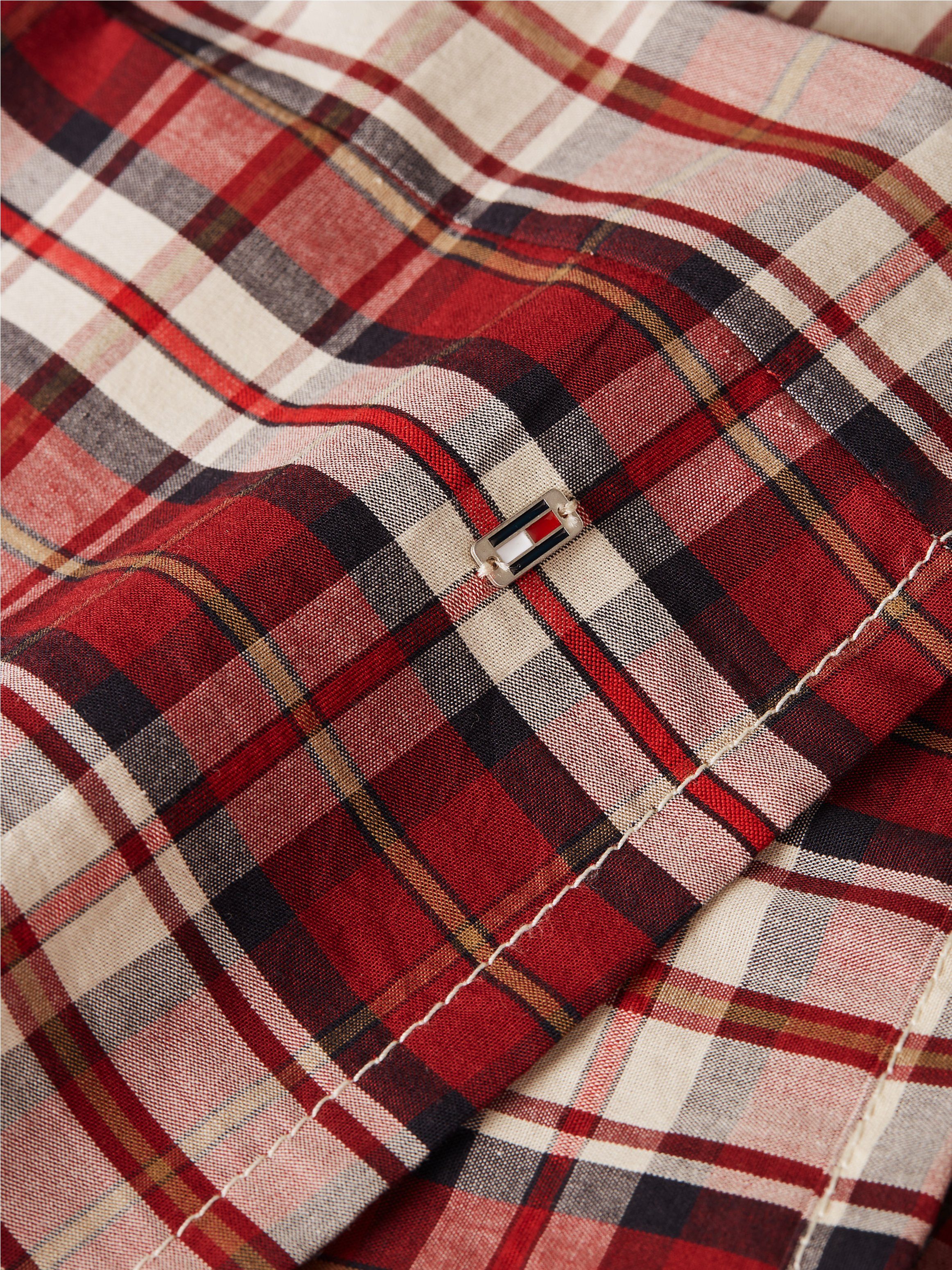 Tommy Hilfiger Blouse met lange mouwen TARTAN CO COLLARLESS SHIRT