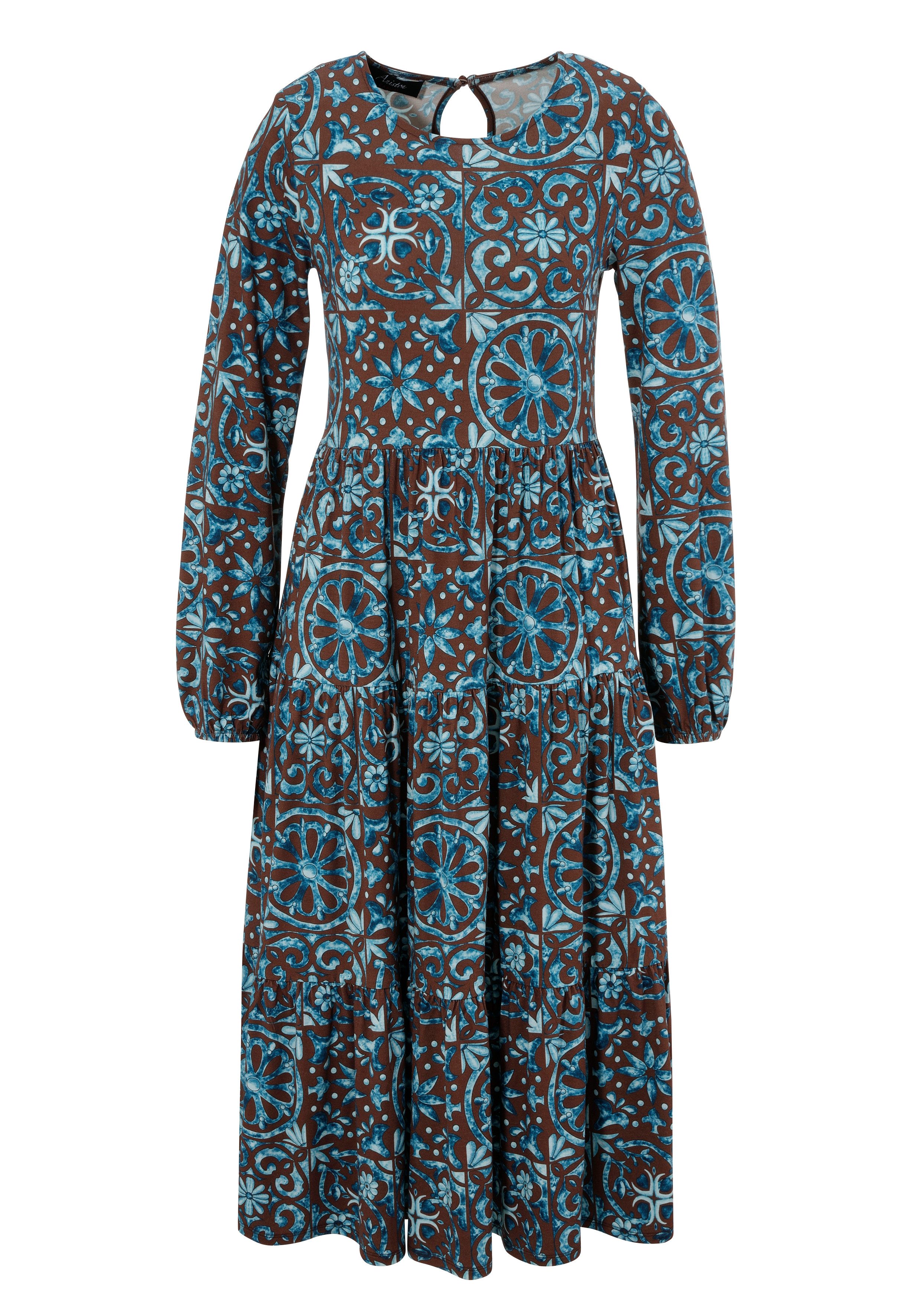 Aniston CASUAL Jerseyjurk met extravagante druk elk stuk is uniek