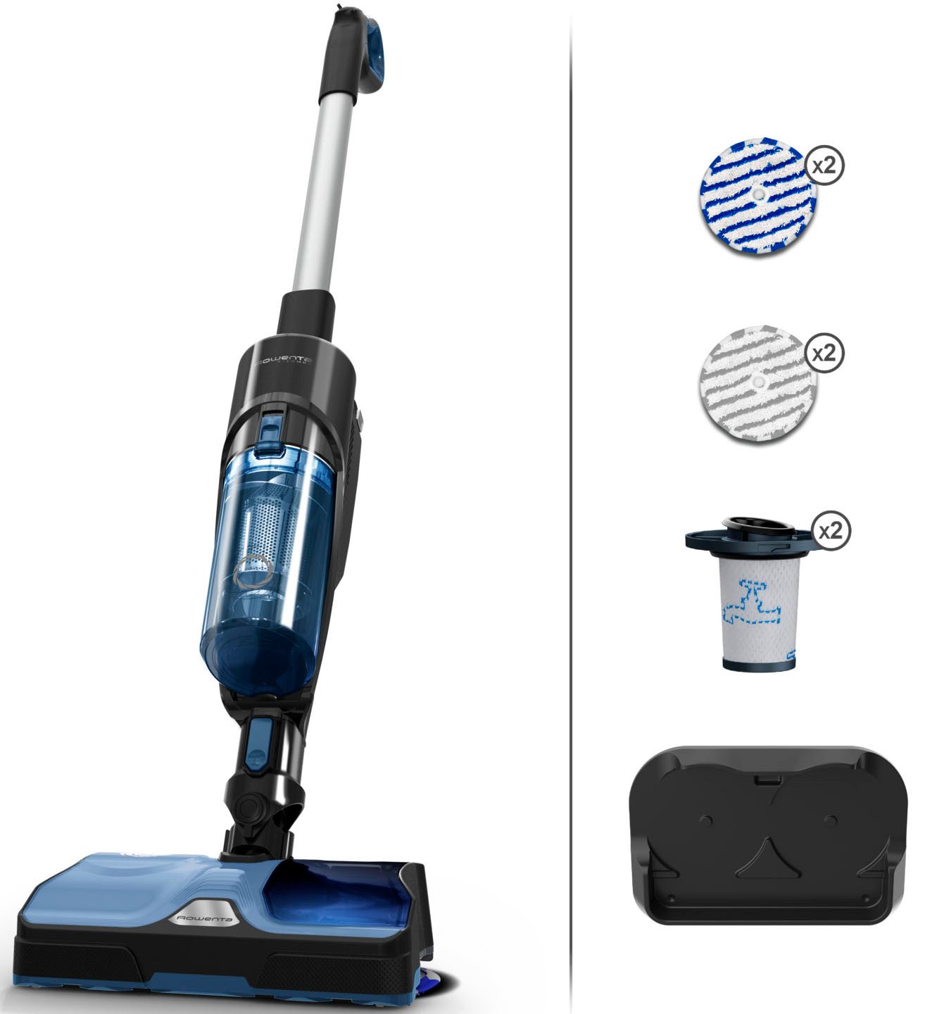 Rowenta Nat-droog-kruimeldief X-Combo, 2-in-1 stofzuigen en roterend dweilen tegelijkertijd