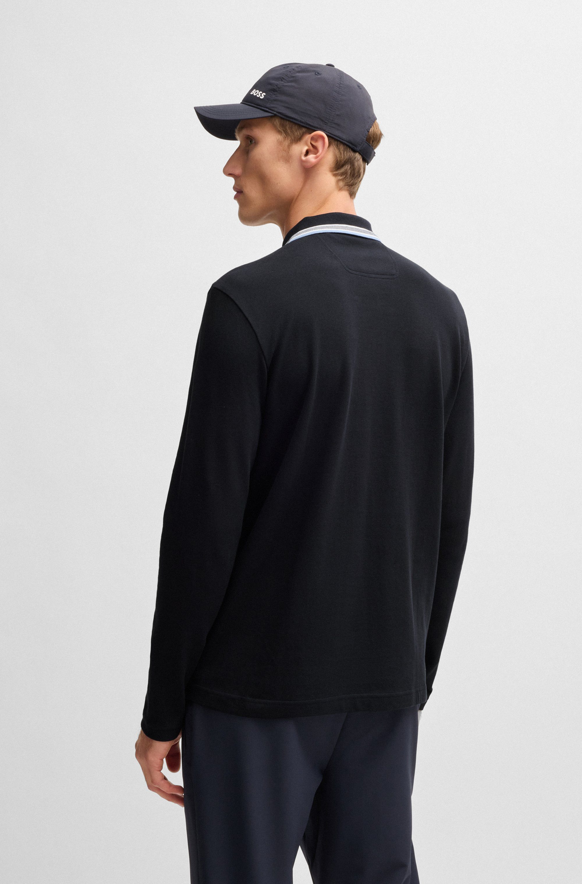 BOSS GREEN Poloshirt met lange mouwen Plisy met strepen op de kraag