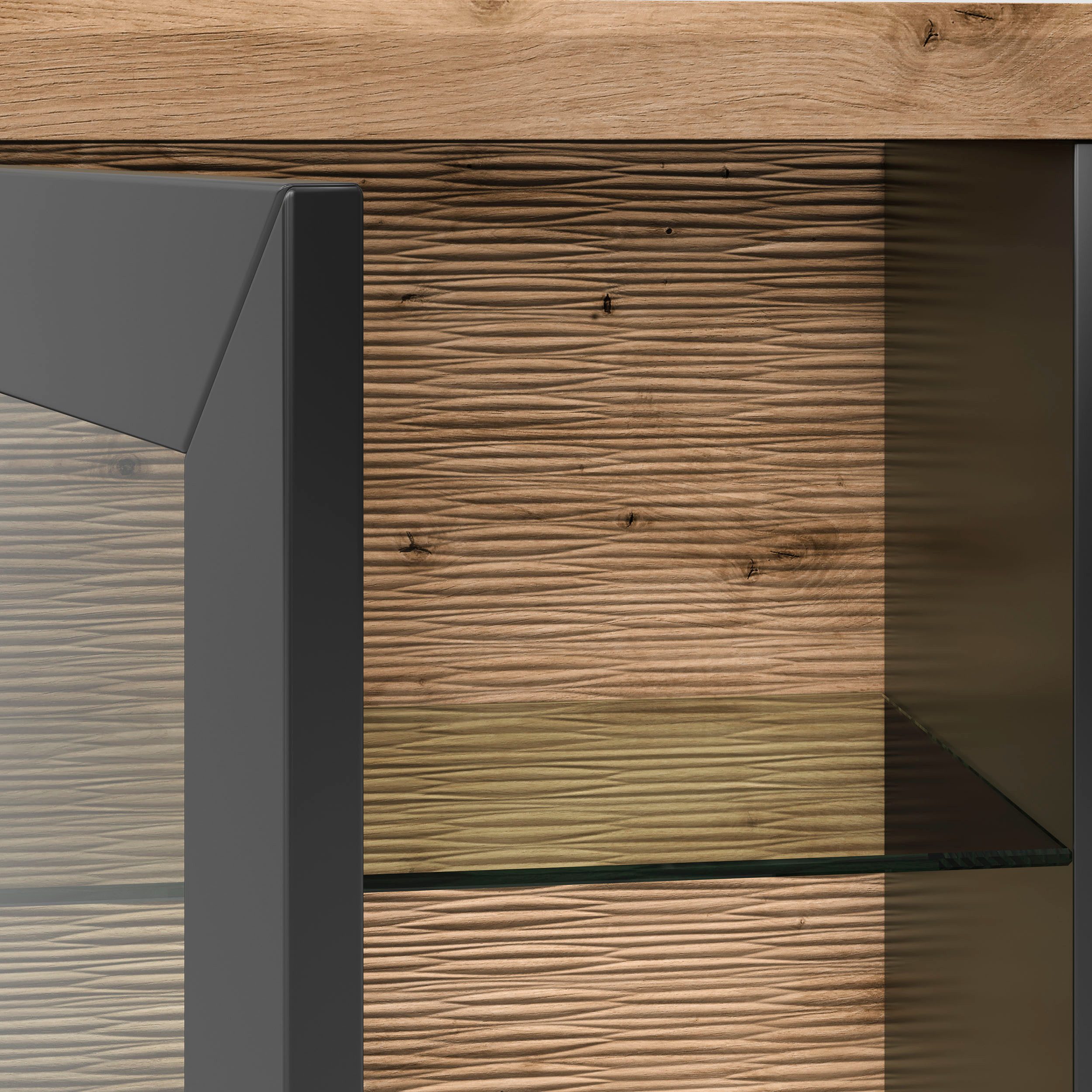 set one by Musterring Highboard York Type 13 en 14, met Glazendeur en lade, 3 kleurvarianten, B 105 cm