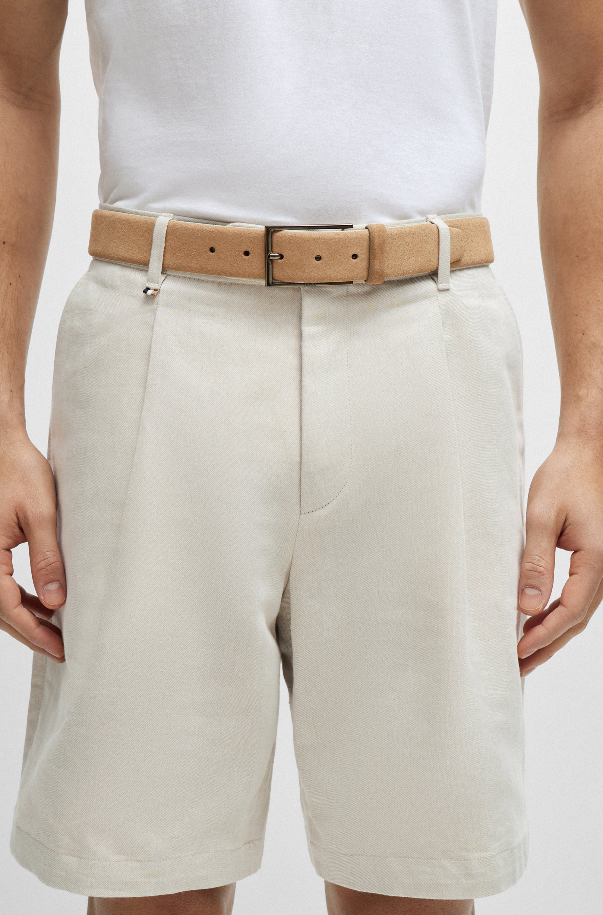Boss Leren riem Calindo van suedeleer met metalen logo-sluiting