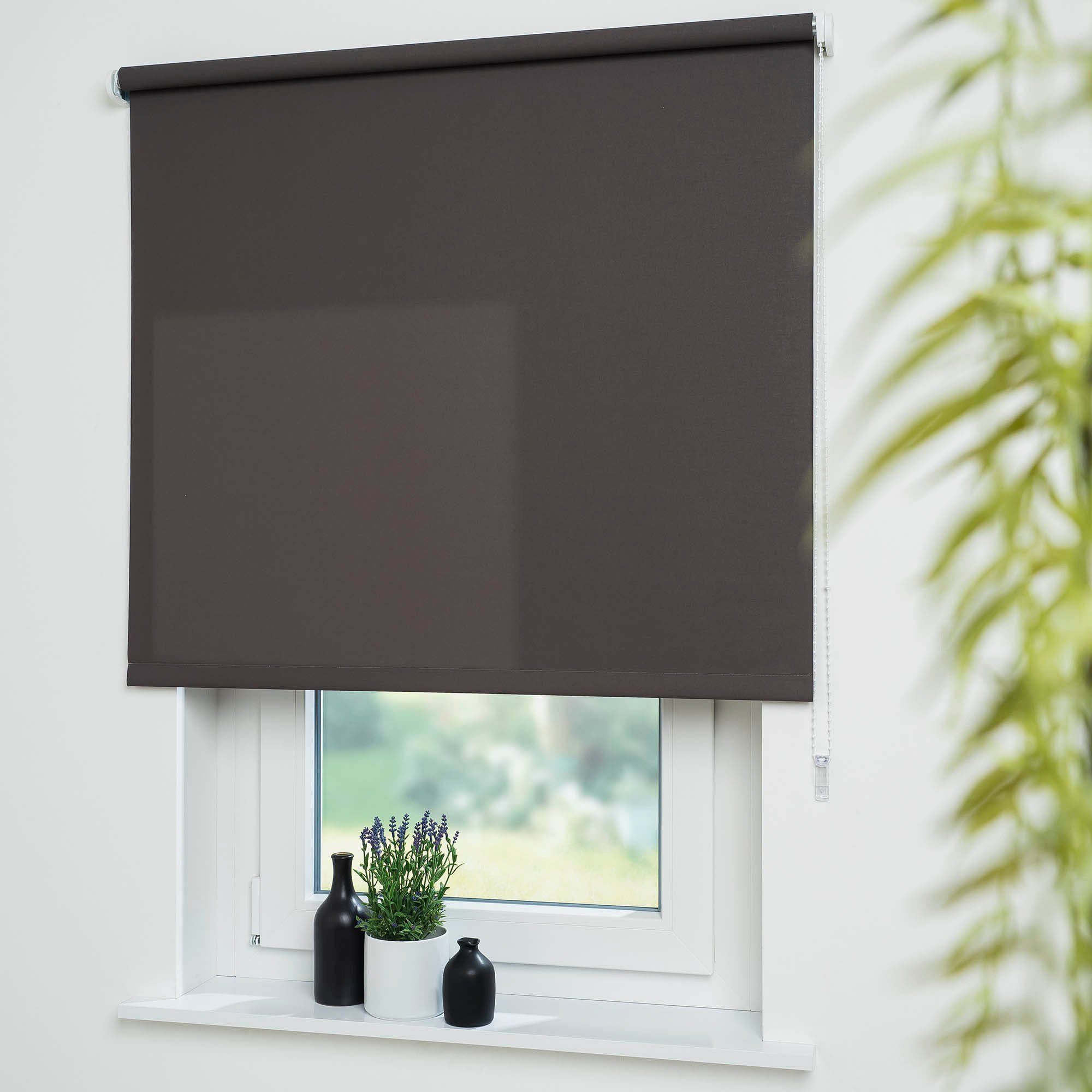 Liedeco Rolgordijn met zijbediening Uni Montage zonder boren om te klemmen met separate klemsteun mogelijk (1 stuk) rolgordijnen maat H/B: 180/82 cm
