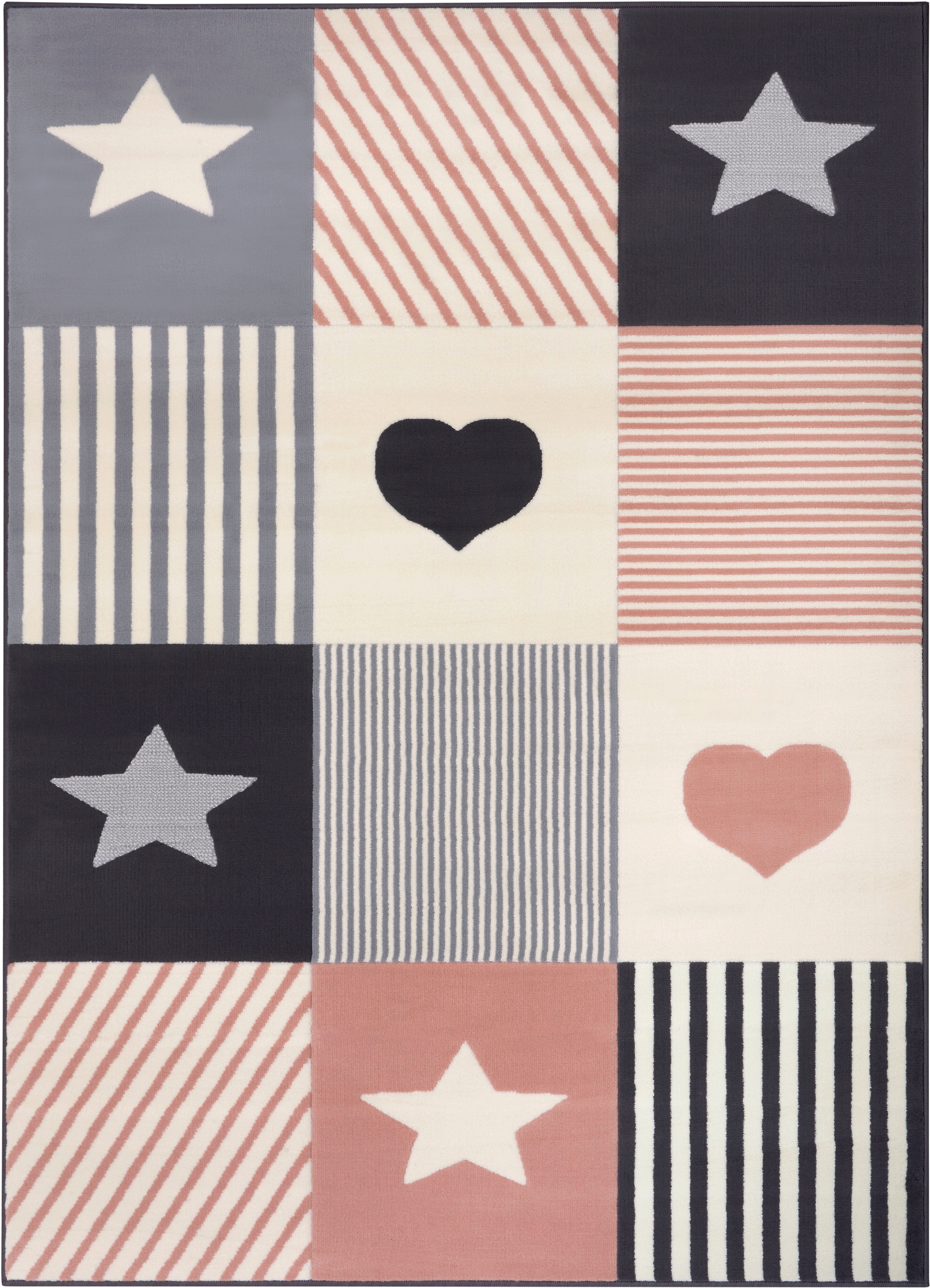HANSE Home Kindervloerkleed Lovely Patchwork Ster, hart motief, korte pool, patchwork