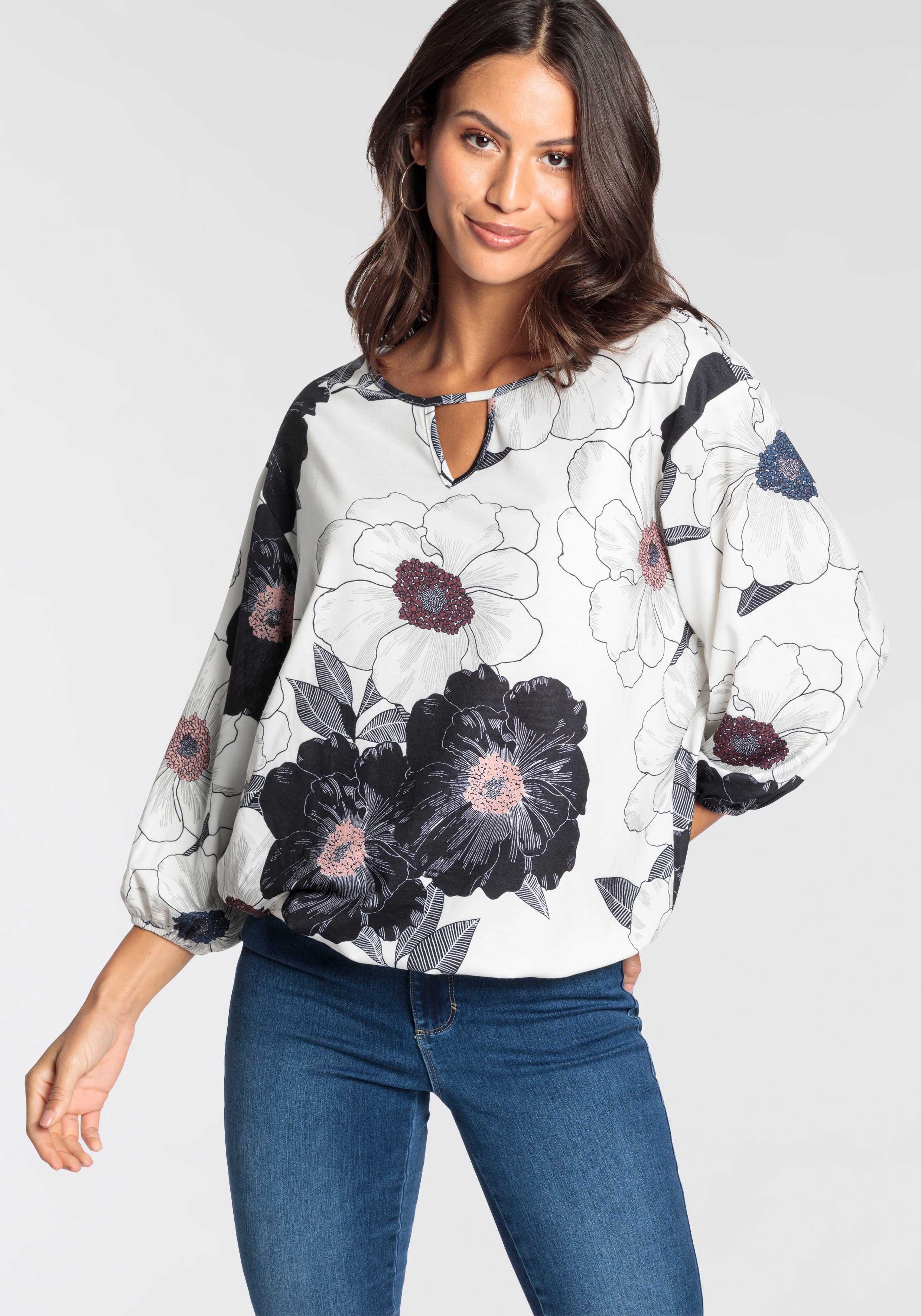 Laura Scott Ballonshirt met v-hals nieuwe collectie