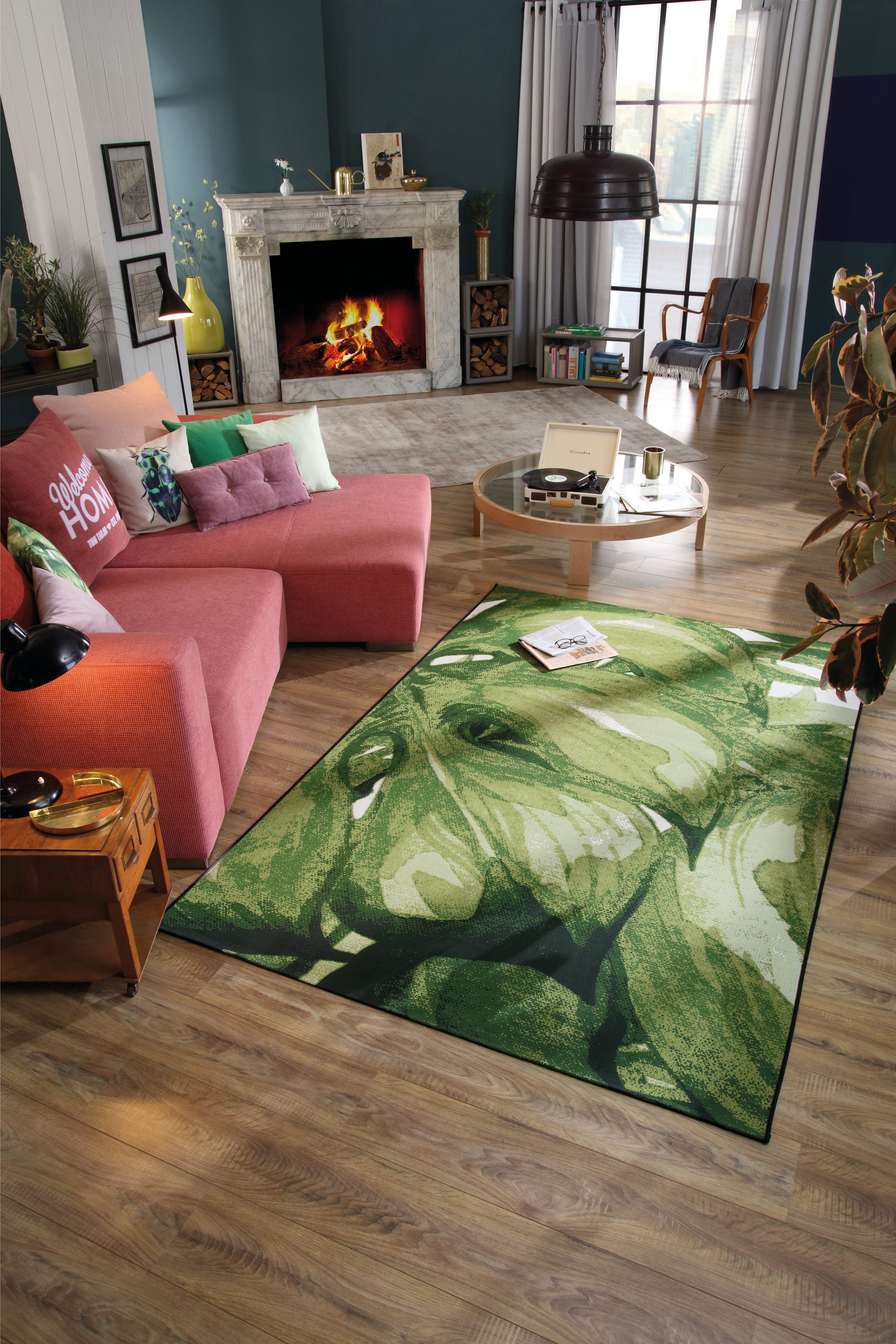 TOM TAILOR HOME Vloerkleed Garden Palm Platweefsel, geschikt voor binnen en buiten, woonkamer