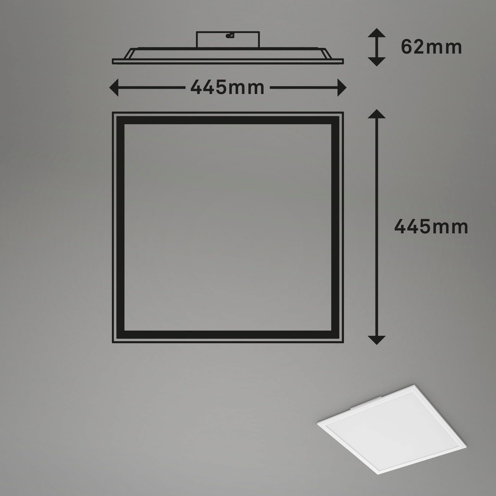 Briloner Leuchten Led-paneel 7152016 Colour Plafondlamp, 45x45x7 cm, wit, 24W, woonkamer, slaapkamer, keuken