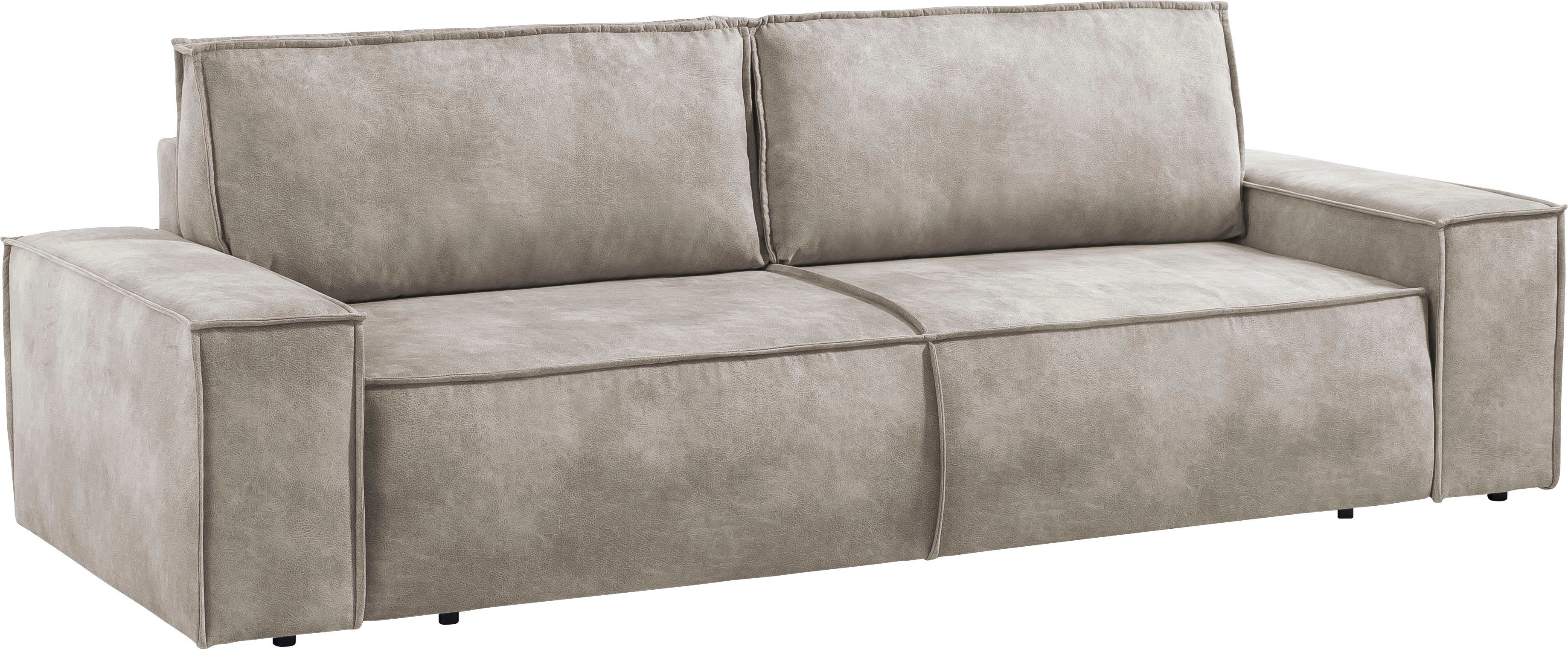 Home affaire 3-zitsbank SHERWOOD slaapbank (257 cm) ribfluweel, velours, vintage lederlook