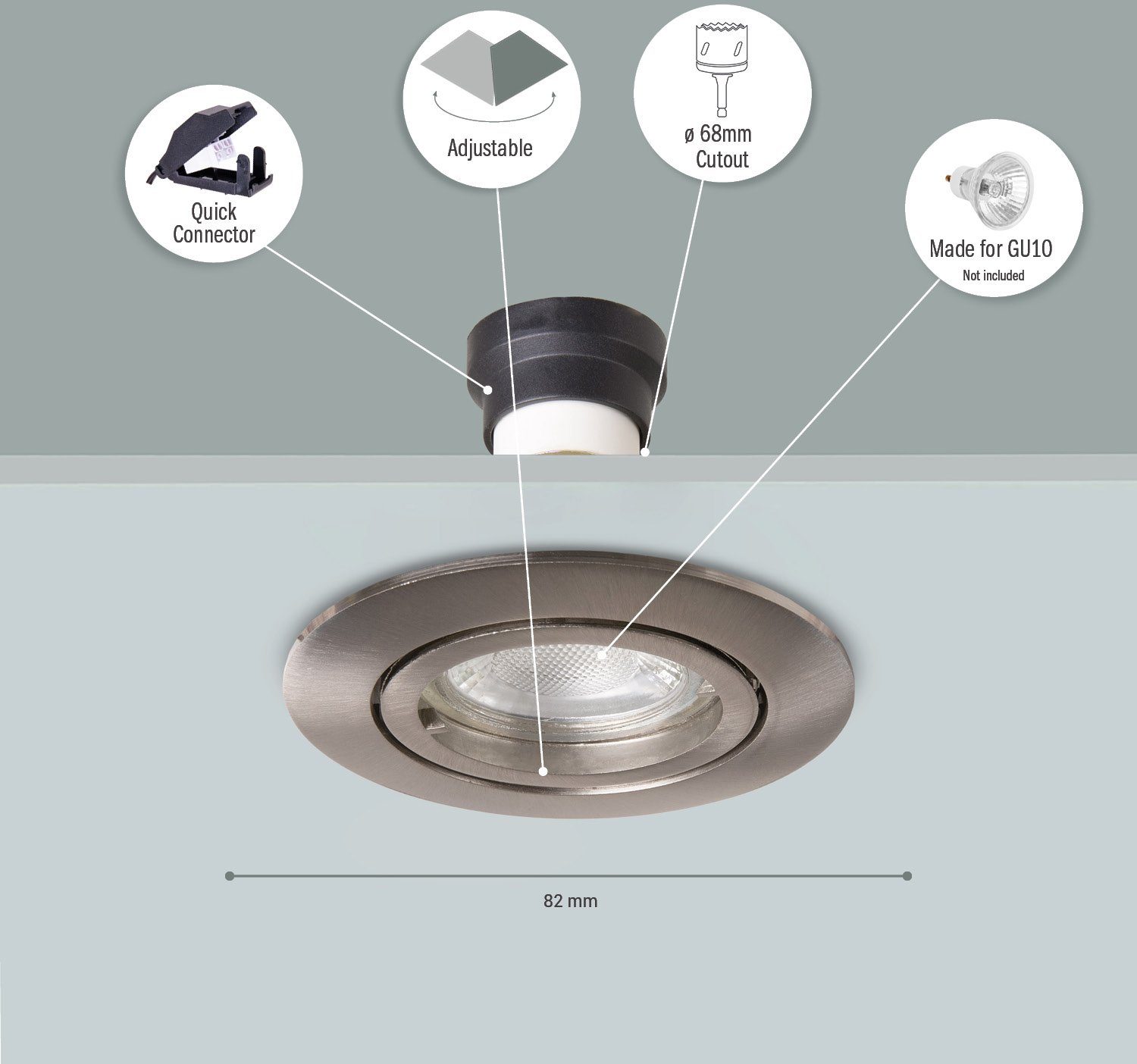 Paco Home Inbouwlamp Lina Inbouwspot draaibaar spot set GU10