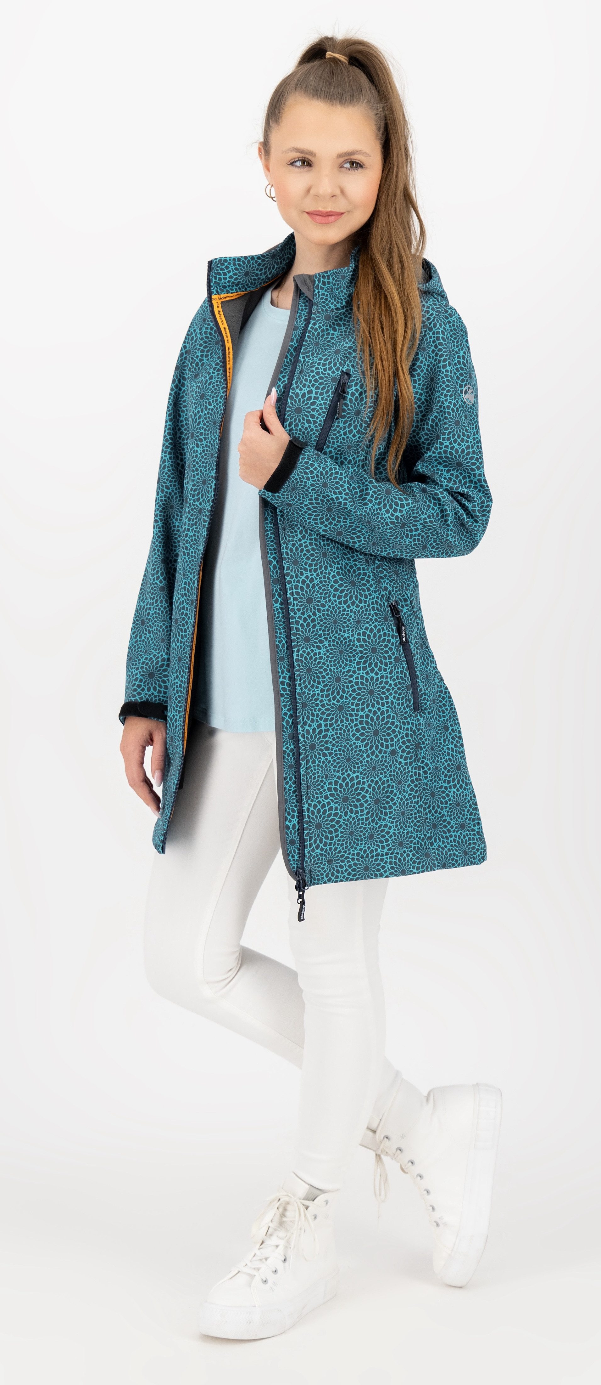 DEPROC Active Softshell-jack SHELBY LONG lichte softshell korte mantel met afneembare capuchon