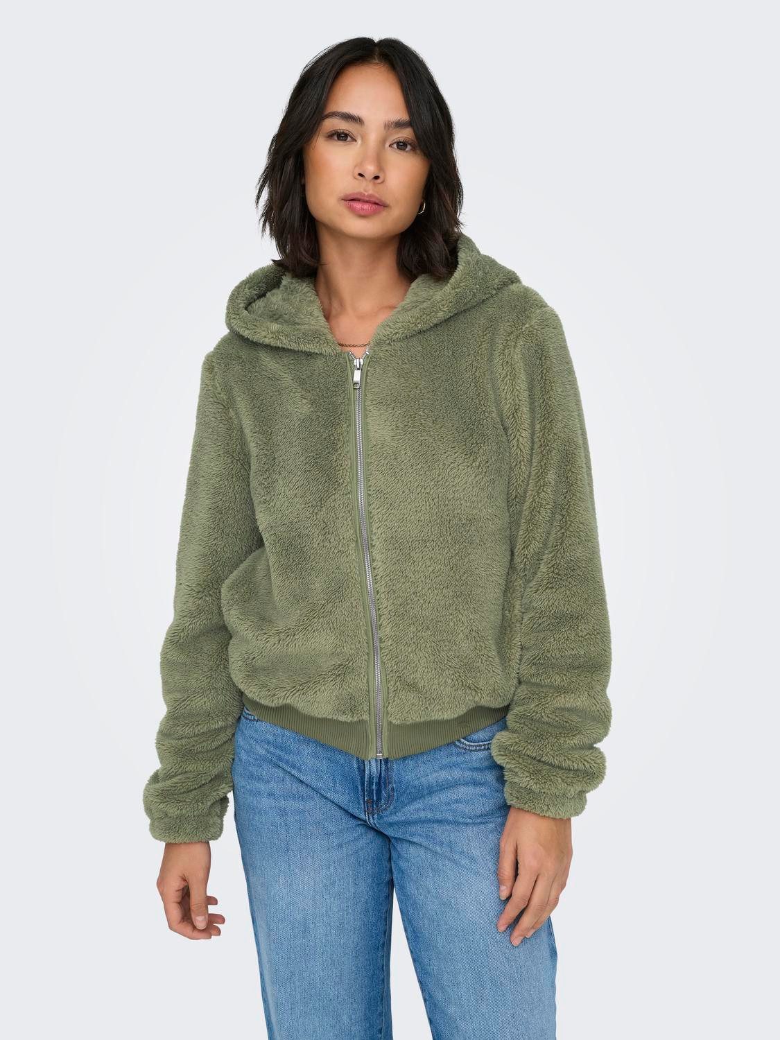 Only Pluche jas met capuchon ONLNEWANNA CONTACT SHERPA JKT OTW NOOS
