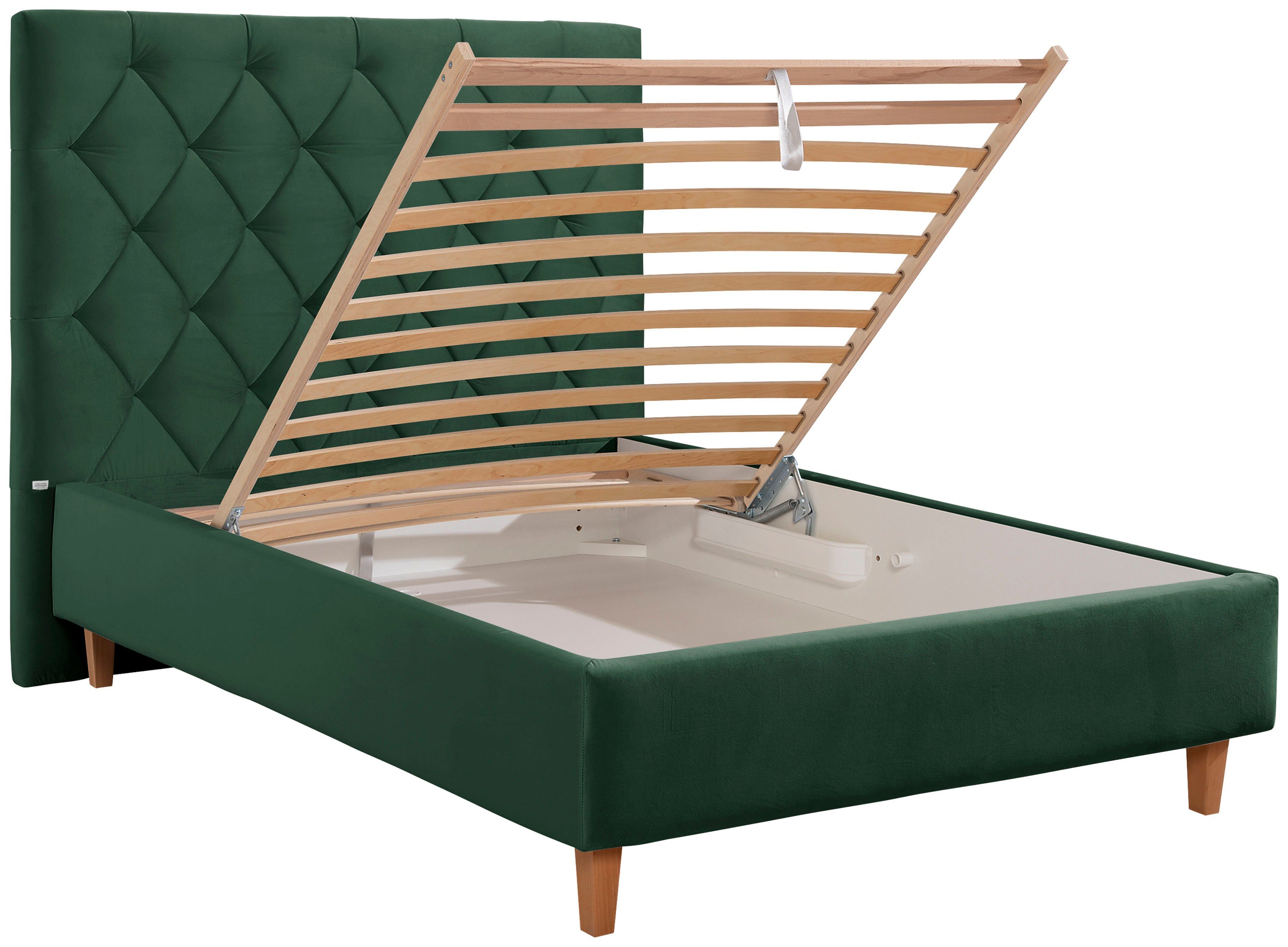 Home affaire Gestoffeerd bed Sunley 140 Kruisstiksel, hoofdbordhoogte 142 cm, zonder of met matras/lattenbodem