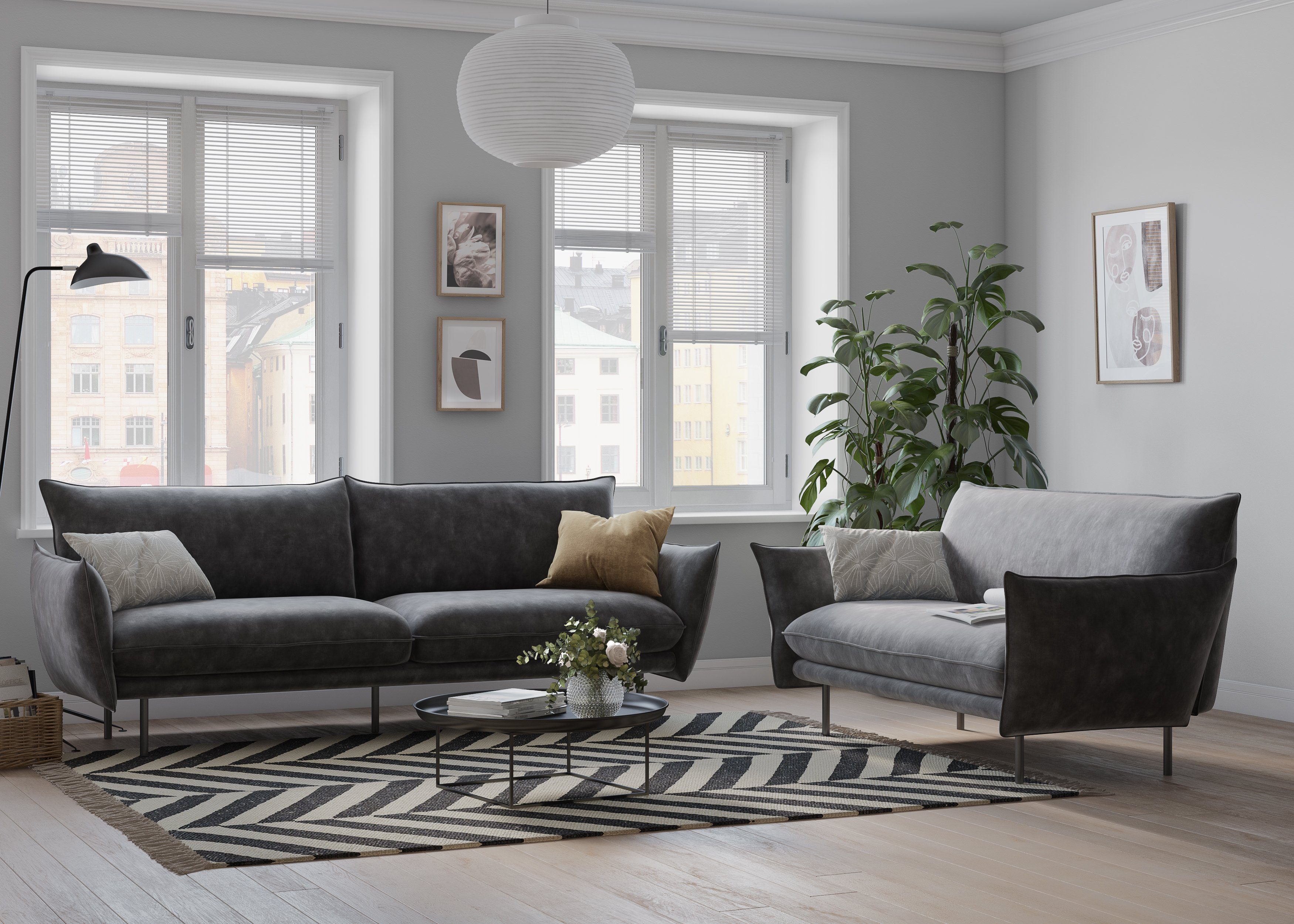 andas 2-zitsbank Stine Bijzonder design door kussen-look en opstaande naad, by Morten Georgsen
