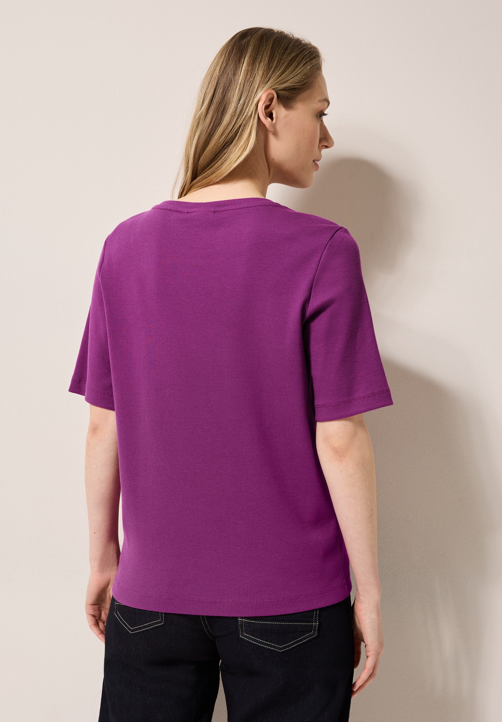 Cecil T-shirt met fijne ribstructuur