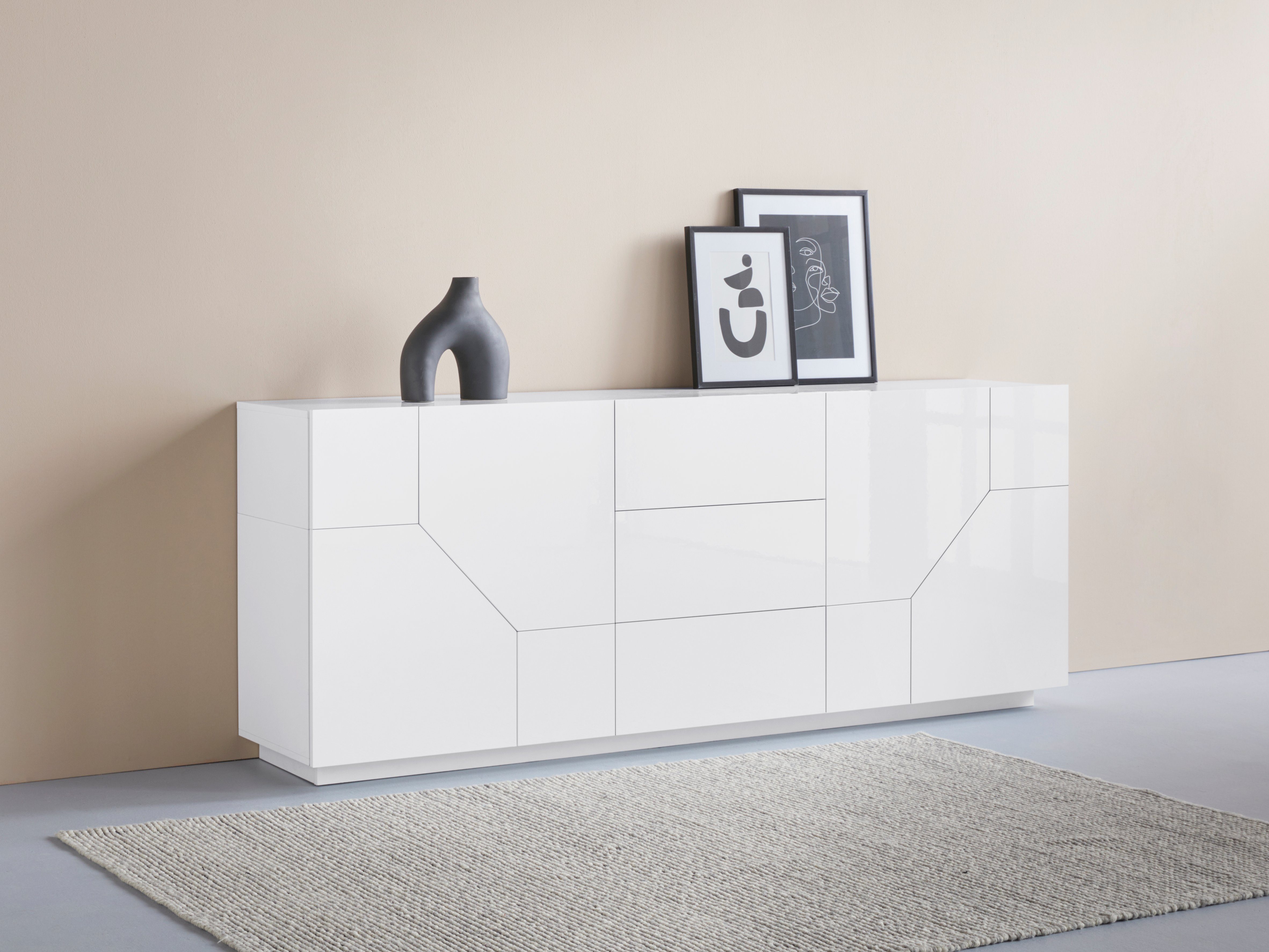 INOSIGN Dressoir ALIEN commode, kast, dressoir met 4 deuren en 3 lades dressoirs wit
