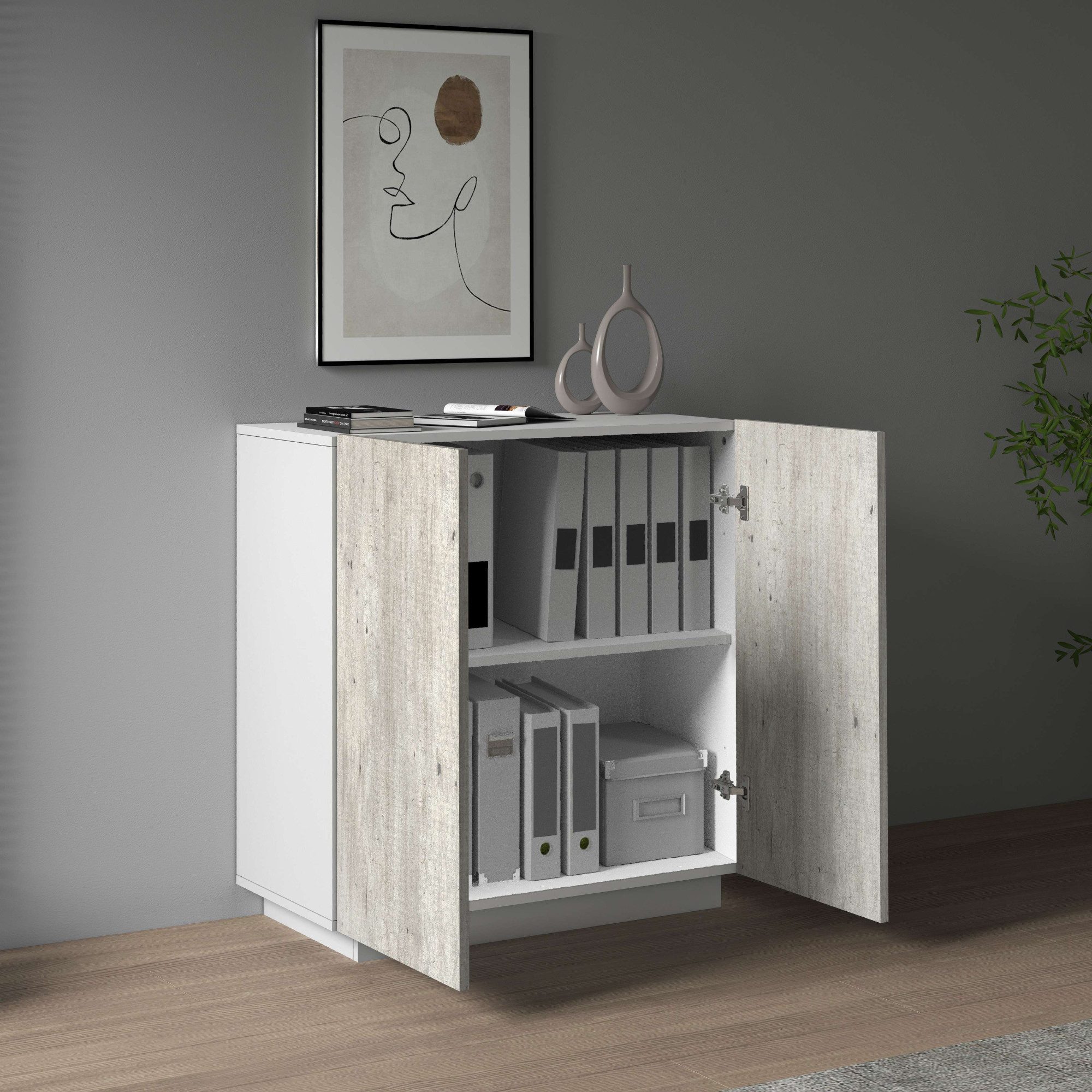 INOSIGN Archiefkast Coro, Multifunctionele kast, Bureaukast met 2 deuren & verstelbare legplanken, hoogte 86 of 166 cm, made in italy