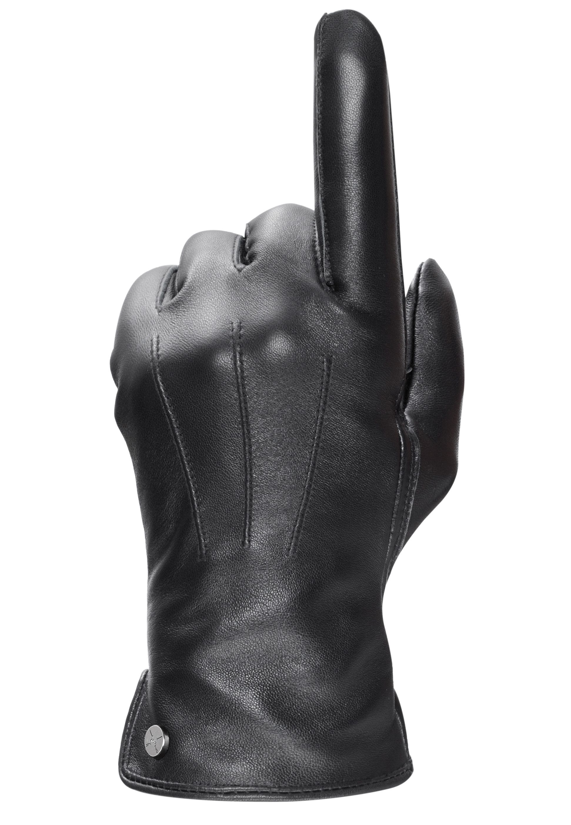 PEARLWOOD Leren handschoenen CLIFF zachte fleece voering, decoratieve stiksels (1 paar)
