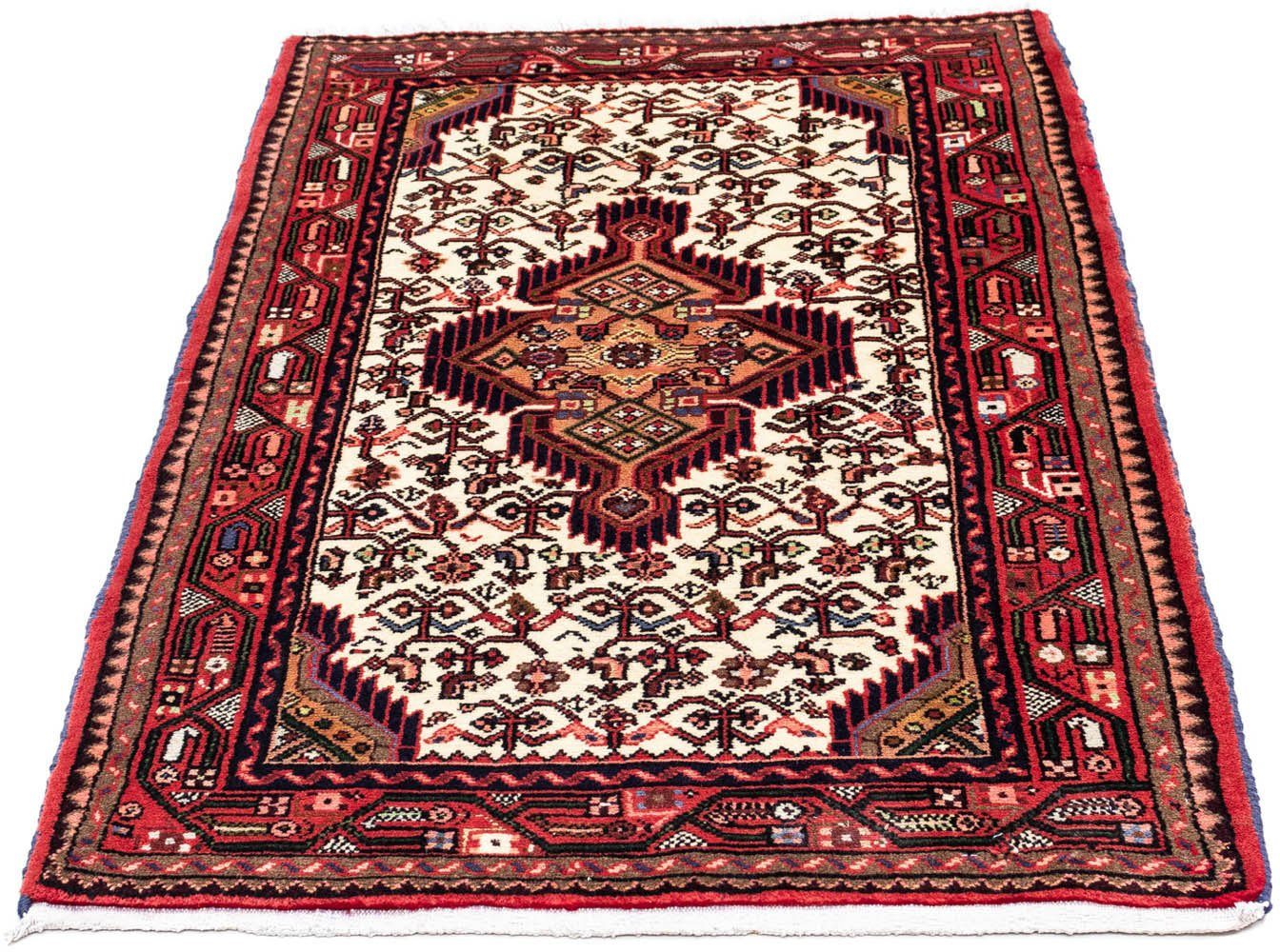 morgenland Wollen kleed Hosseinabad medaillon rosso chiaro 125 x 80 cm Handgeknoopt