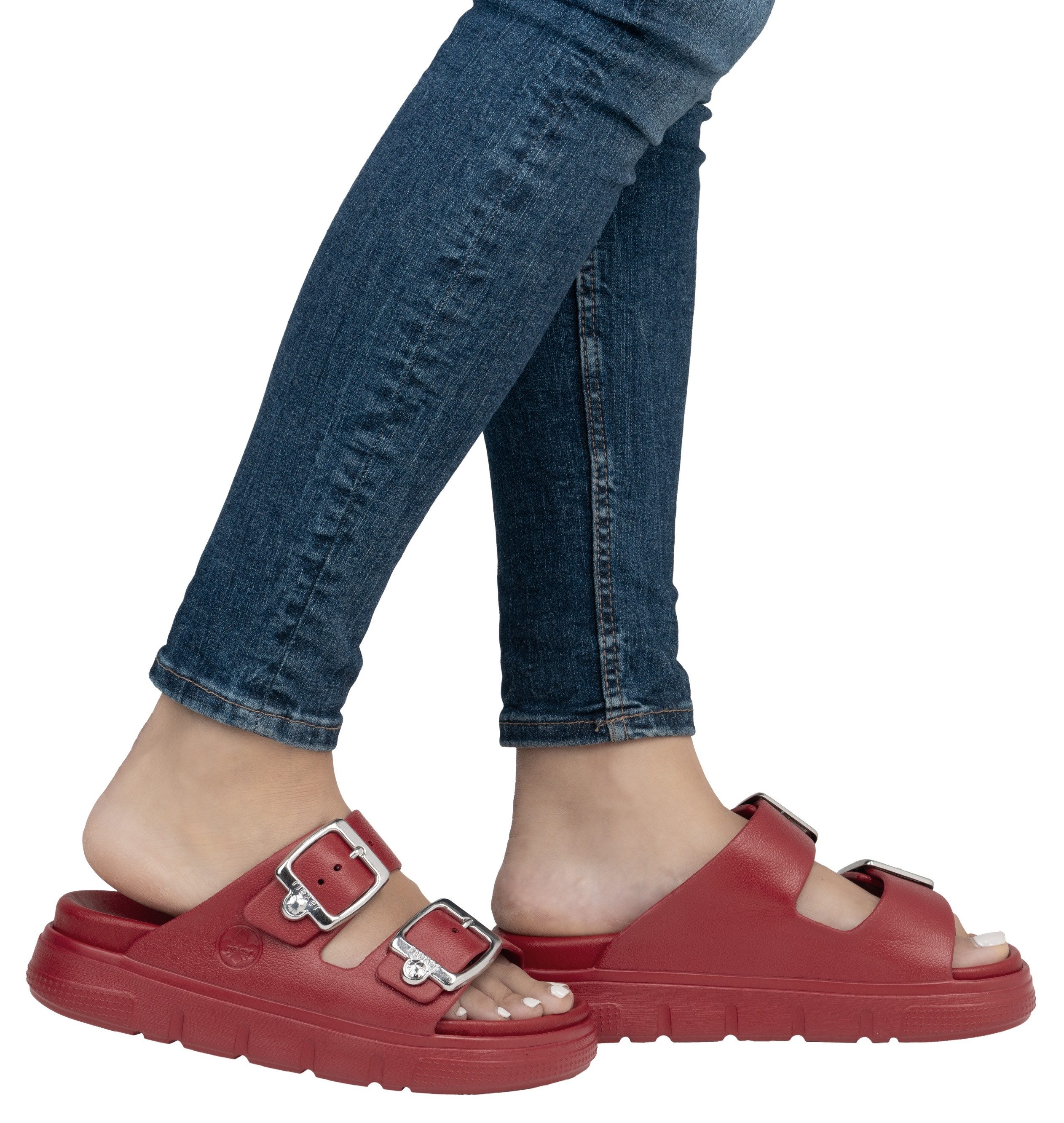 Rieker Slippers , plateau, zomerschoen, slippers in breedte g (=wijd)