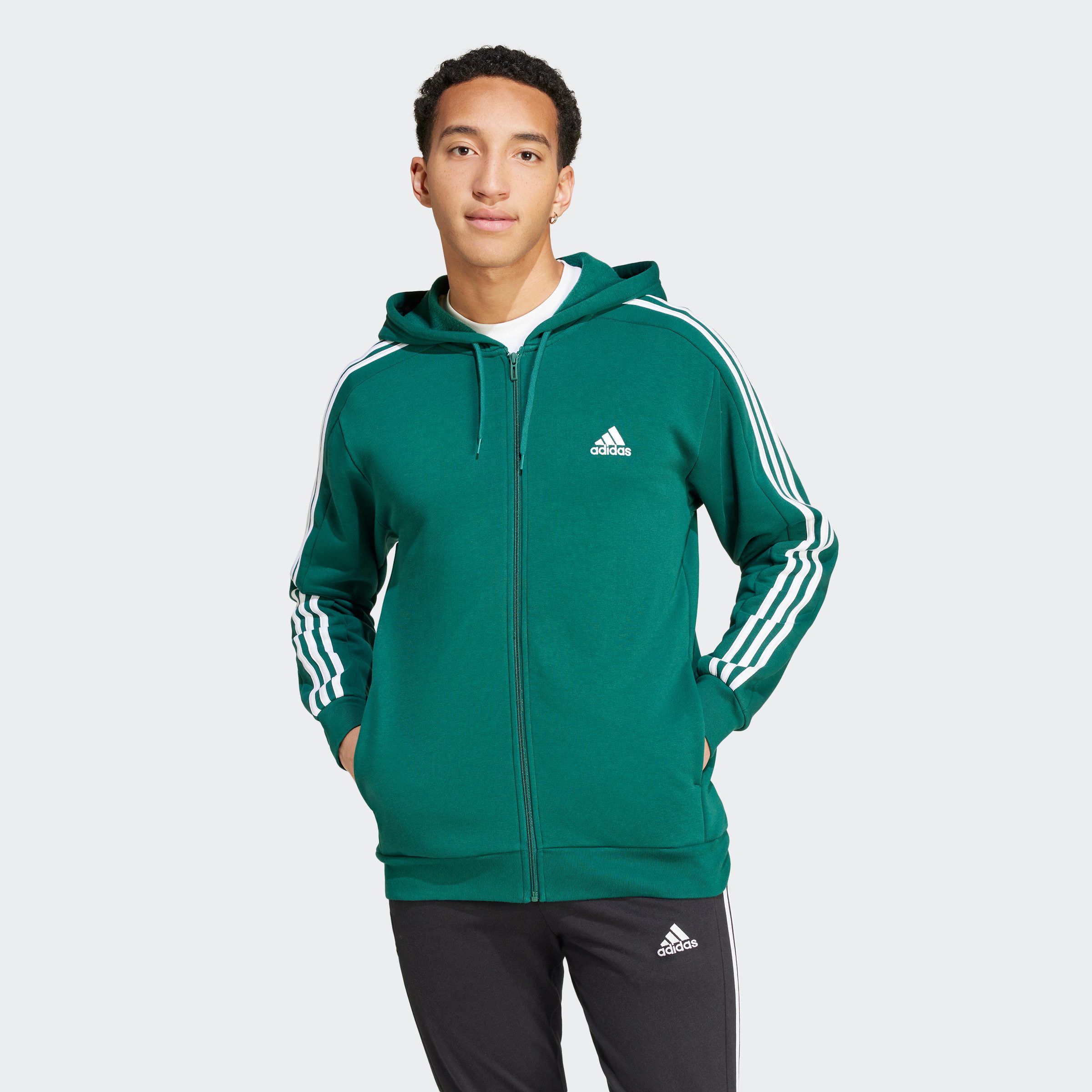 Adidas Sportswear Capuchonsweatvest M 3S FL FZ HD comfortabel materiaal van katoenmix (1-delig)