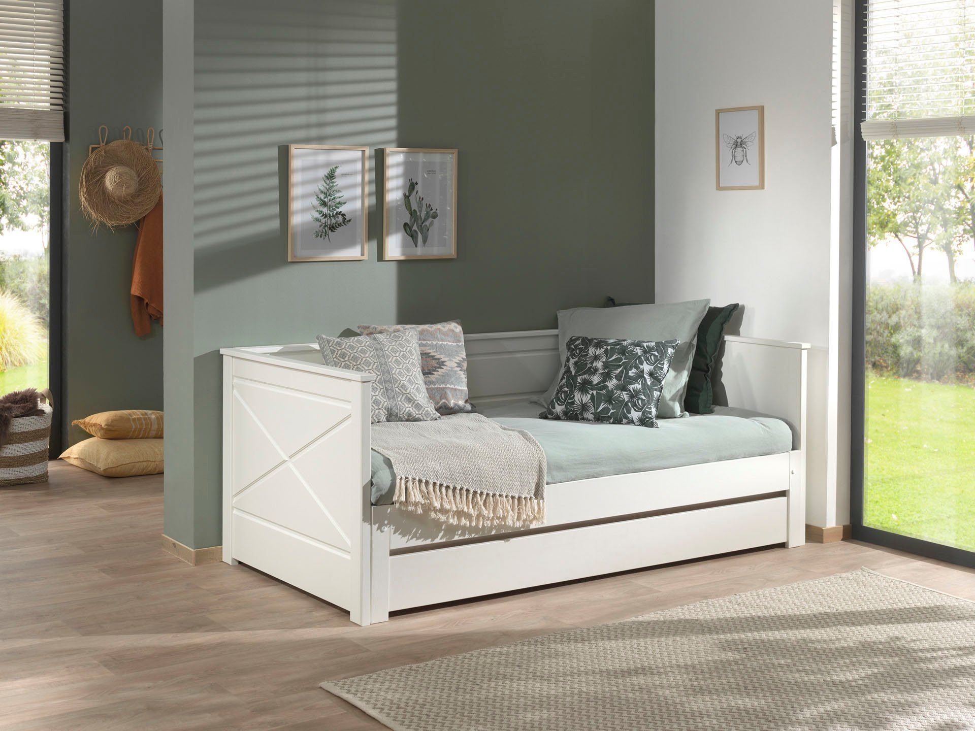 Vipack Bed Vipack Pino Hoogslaper LF 90x200 cm, uittrekbar tot 180x200 cm, uitvoering wit gelakt