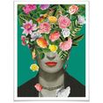 wall-art poster frida kahlo in bloemmotief (1 stuk) multicolor