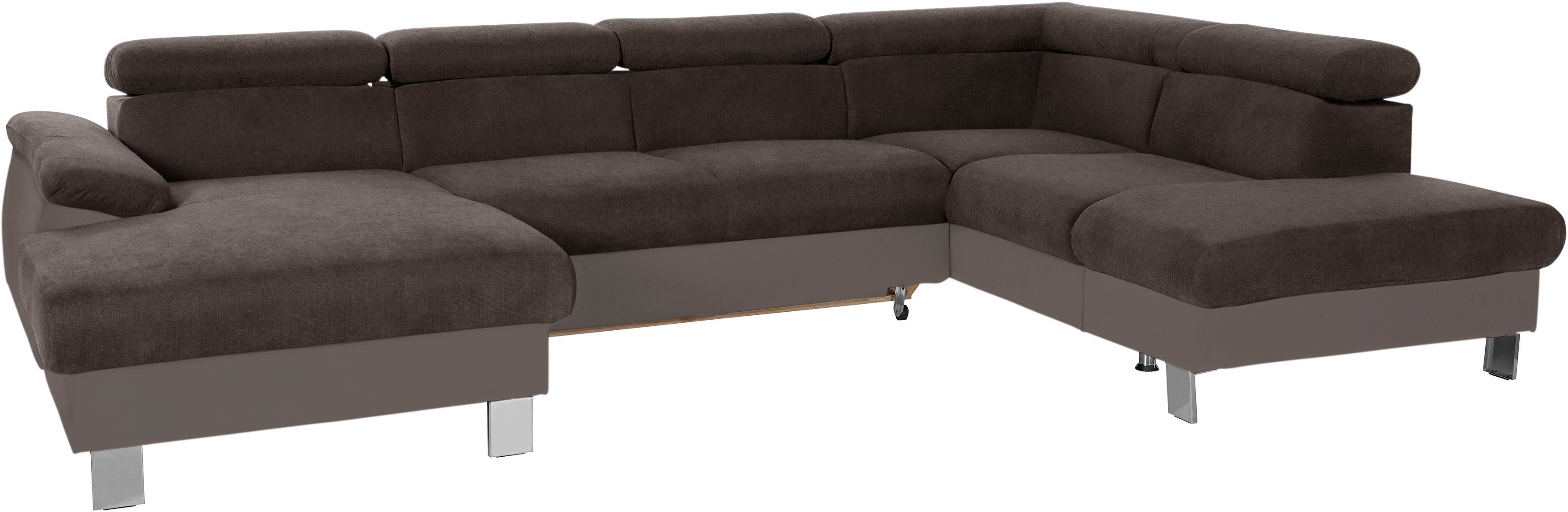 COTTA Zithoek Komaris U-vorm, B: 320 cm met hoofdverstelling, optioneel bedfunctie, bedlade & licht