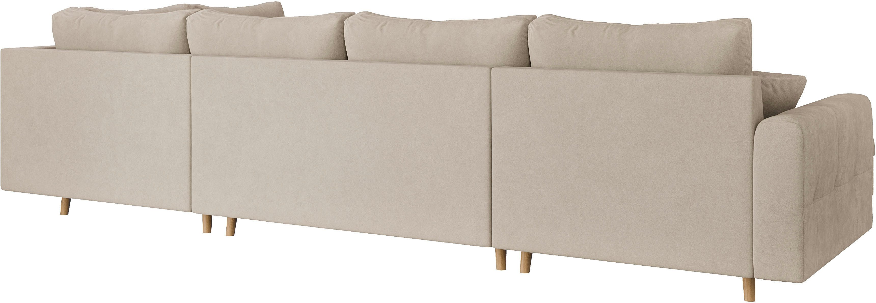 Home affaire Zithoek CHARRE U-vorm met ottomane, afmetingen B/D/H: 310/161/81 cm fijne stiksels, losse rug- en sierkussens, ook in cord en bouclé