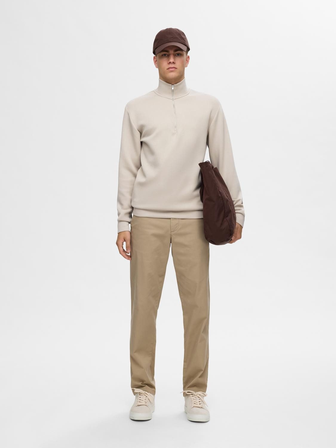 SELECTED HOMME Sweatshirt SLHEMANUEL SOFT ZIP HIGH NECK SWEAT NOOS