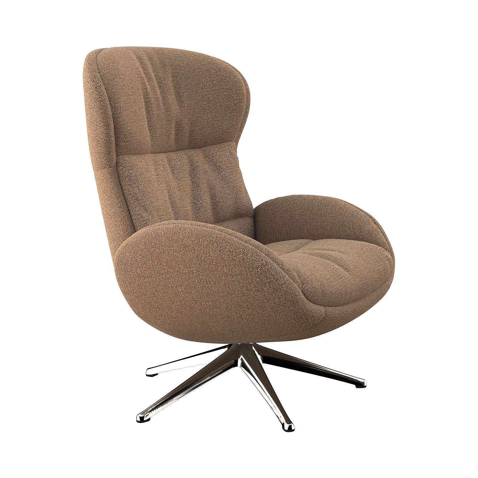 FLEXLUX Relaxfauteuil Haze, TV-stoel, fauteuil, stoffeerstoel Rugdeelverstelling, draaibaar, voet van aluminium tv-fauteuils bruin