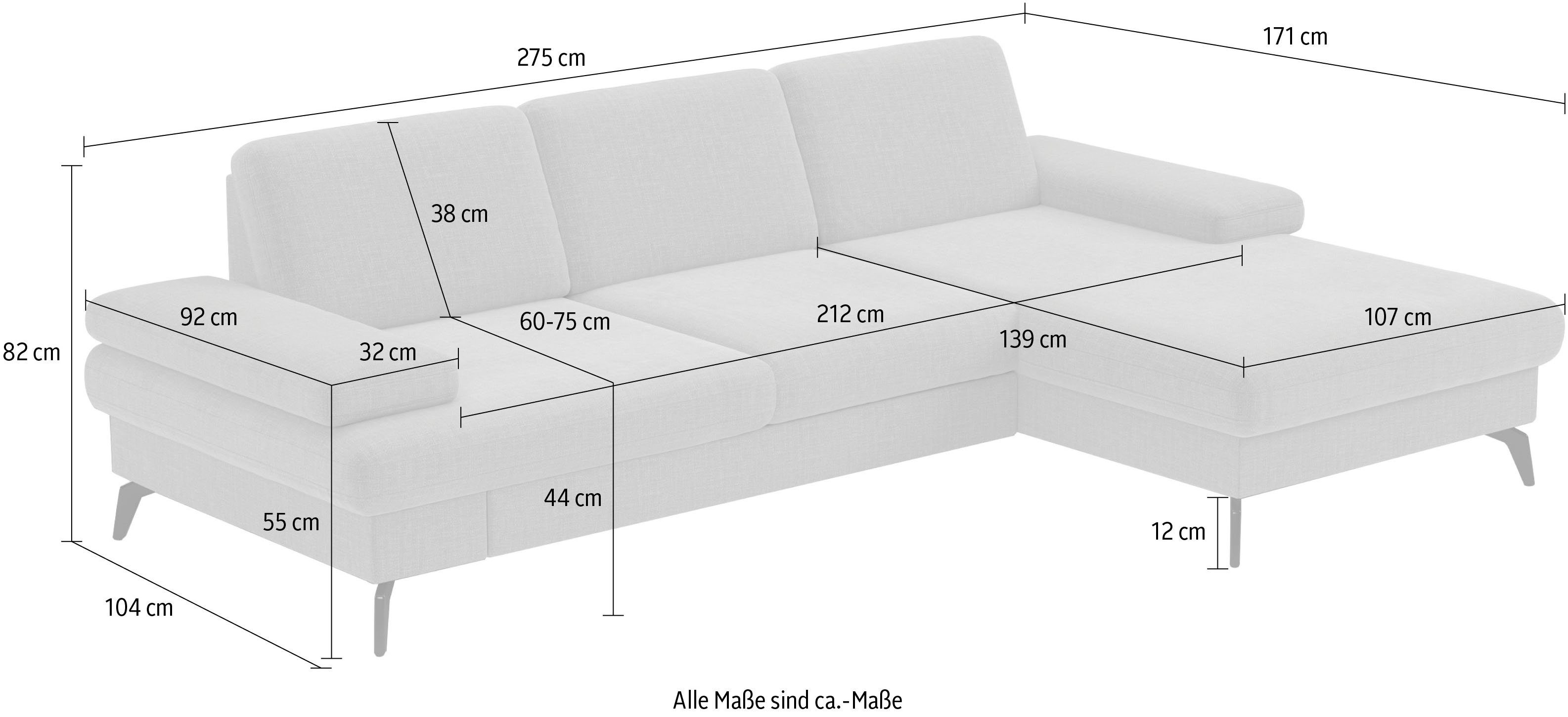 sit&more Hoekbank Morris L-vorm, incl. zitdiepteverstelling keuze uit armleuningverstelling, bedfunctie & bedlade