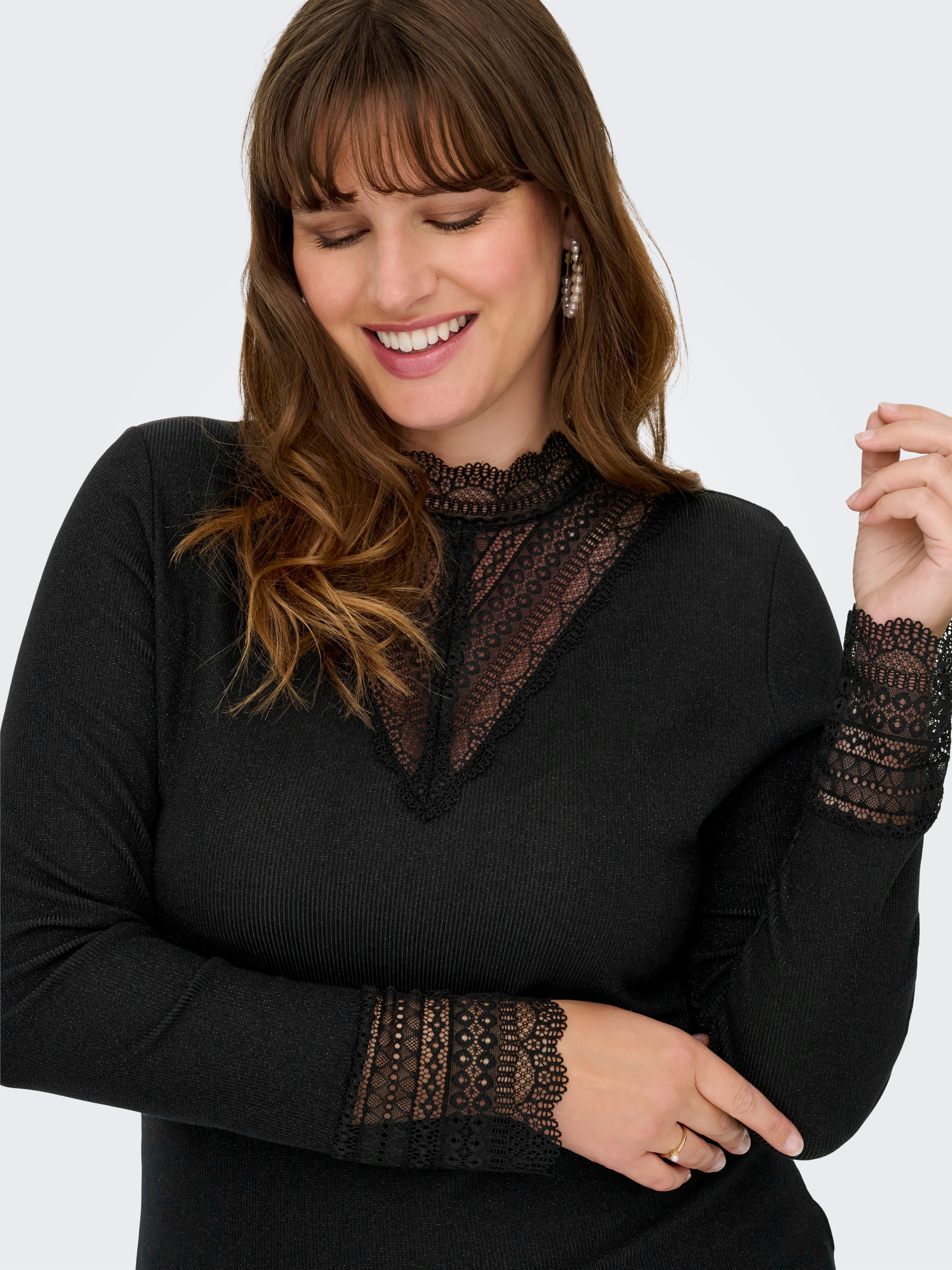 ONLY CARMAKOMA Shirt met lange mouwen CARTILDE GLITTER L/S HIGHNECK TOP NOOS