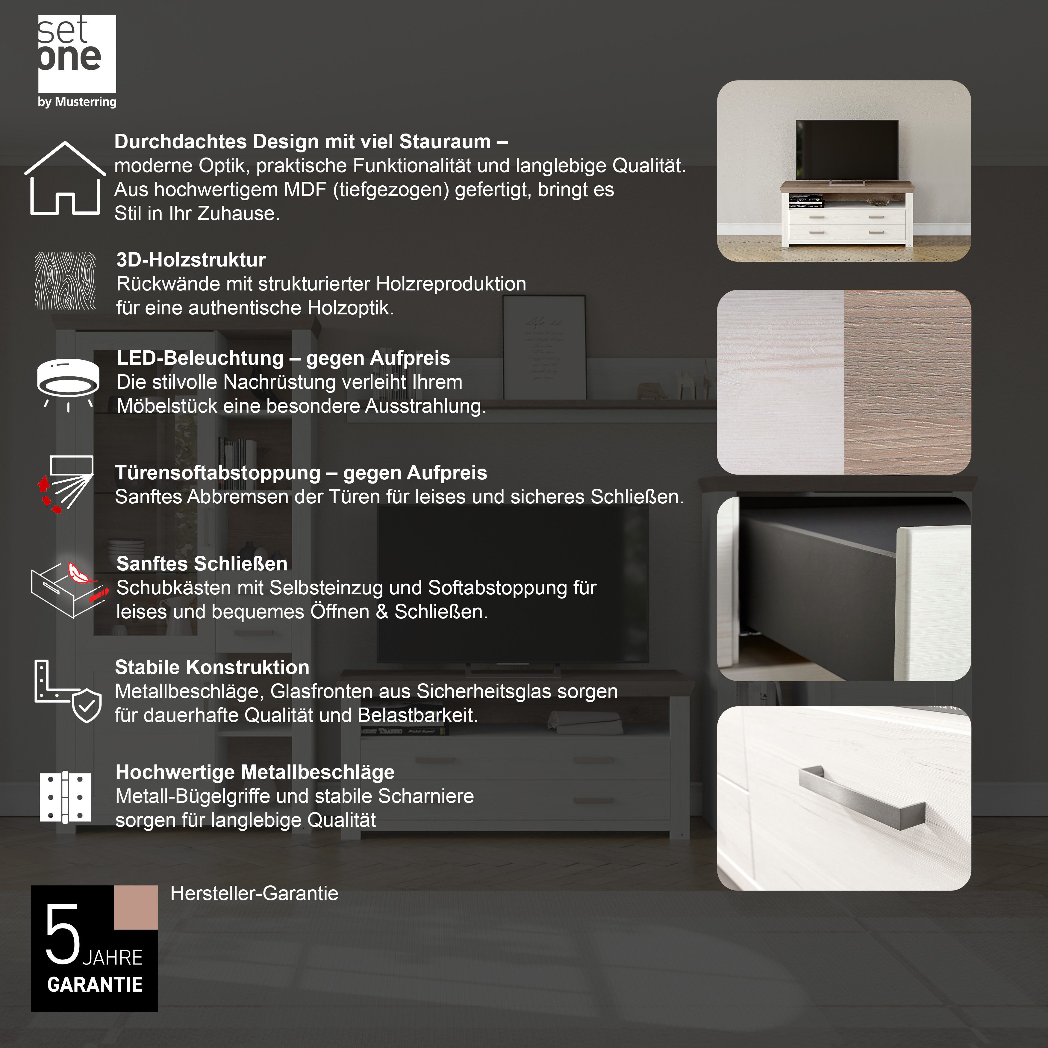 set one by Musterring Tv-meubel York Type 32, met 4 laden, verlichting optioneel, breedte 140 cm