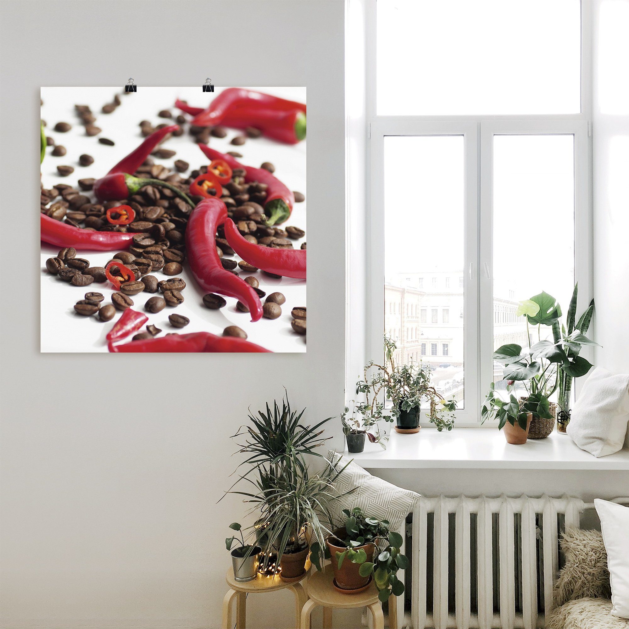 Artland Artprint Verse chili op koffie als artprint op linnen, poster in verschillende formaten maten