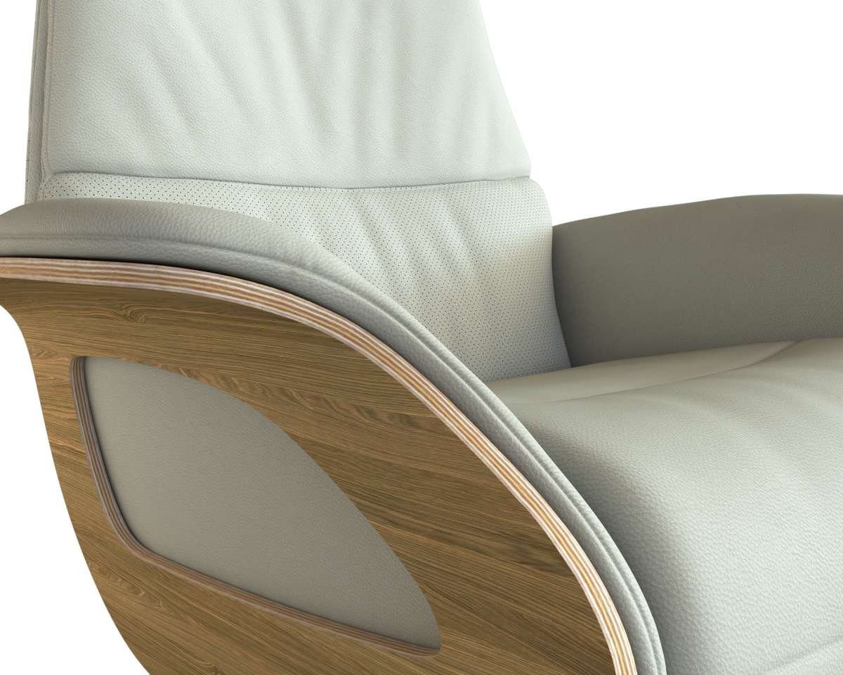 FLEXLUX Relaxfauteuil Clement praktische elektrische fauteuil Maat M, elektrische rug- en voetensteun, accu, armleuning Eiken, aluminium voet