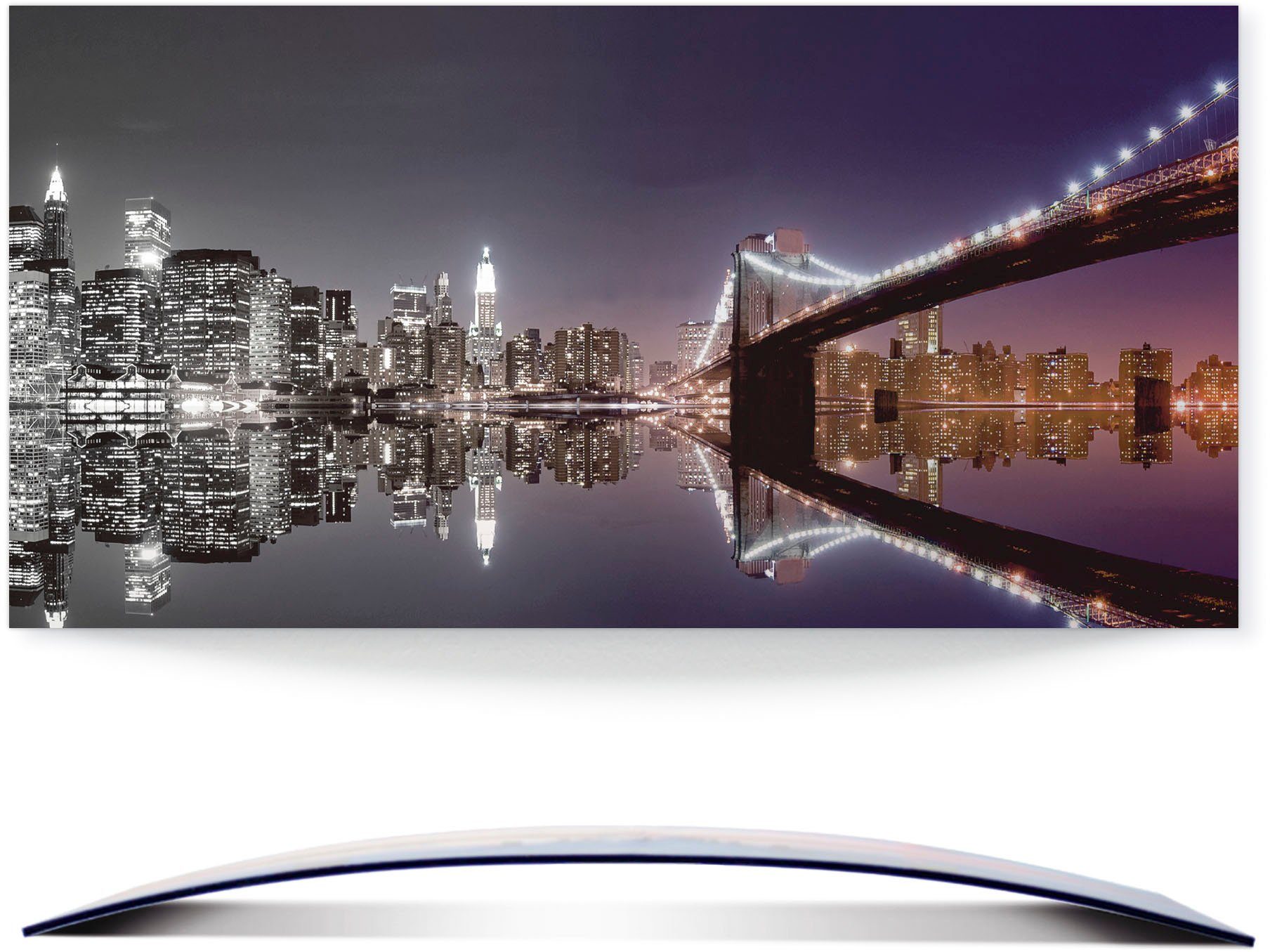 Artland Artprint New York skyline nachtelijke reflectie gebogen 3d-optiek (1 stuk)