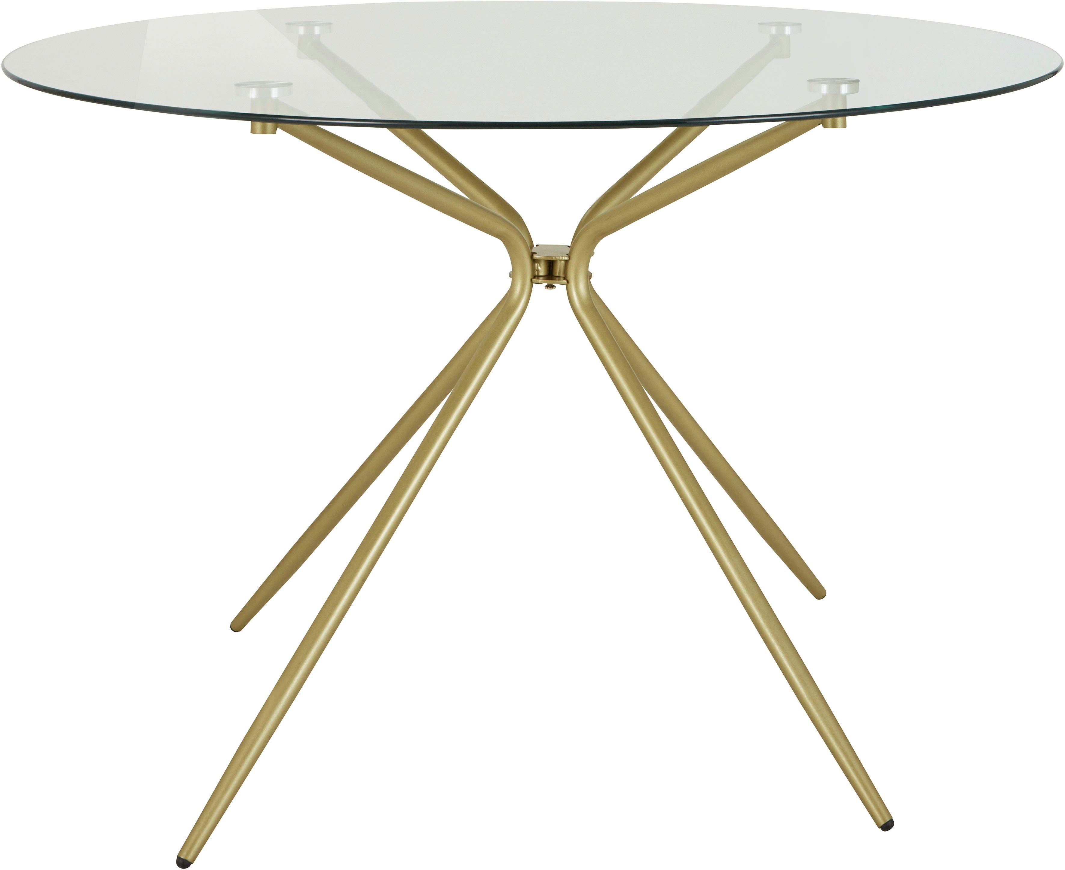 INOSIGN Glazen tafel Silvi rond, ø 110 cm, metalen frame in messingkleur