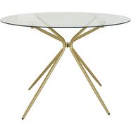 inosign glazen tafel silvi rond, oe 110 cm, metalen frame in messingkleur goud