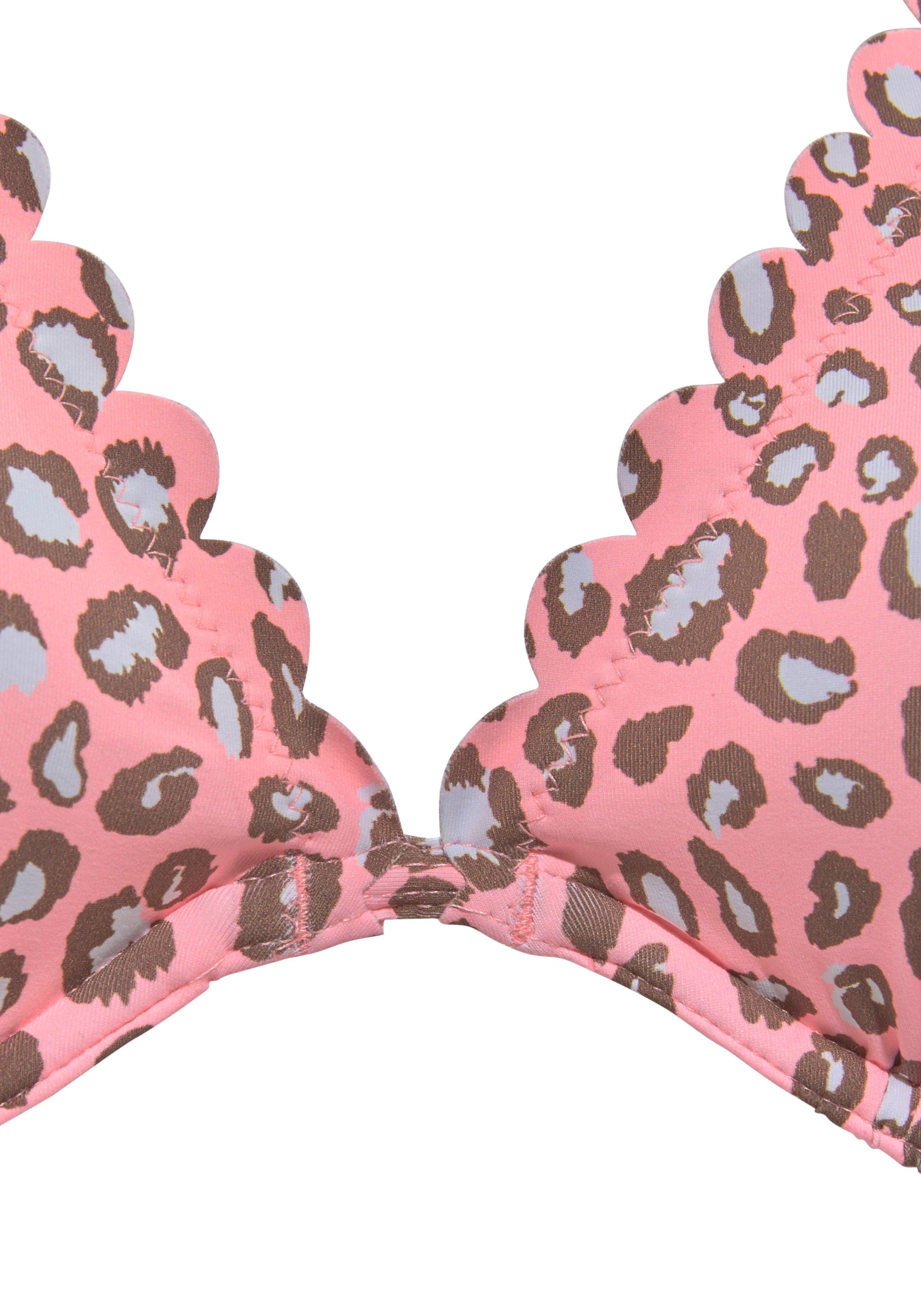 Lascana Bikinitop met beugels Mae kleurrijke dierenprint, uitneembare cups, te binden in de nek