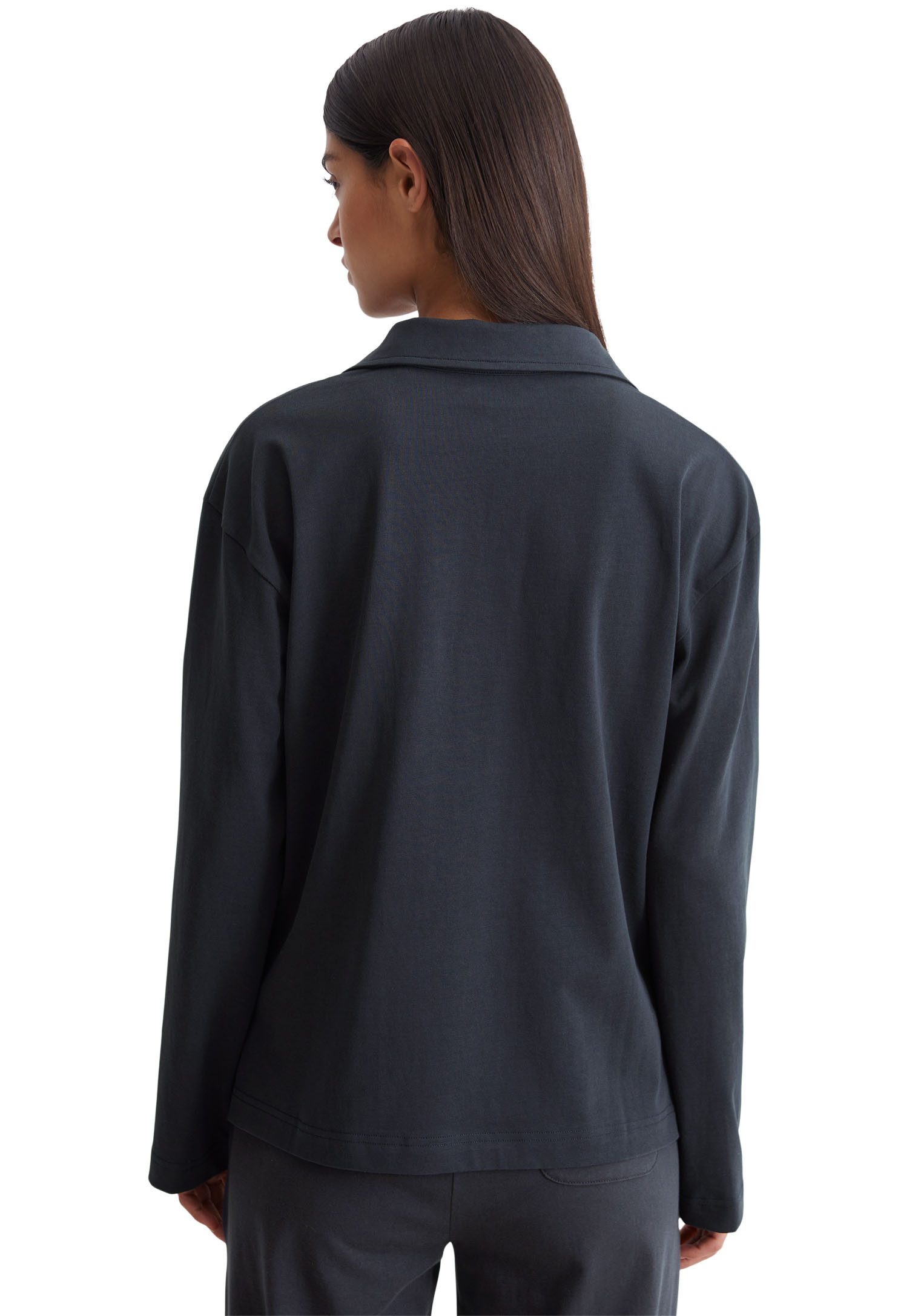 Marc O'Polo Poloshirt met lange mouwen Heavy Jersey-Woven met sportief kraagontwerp