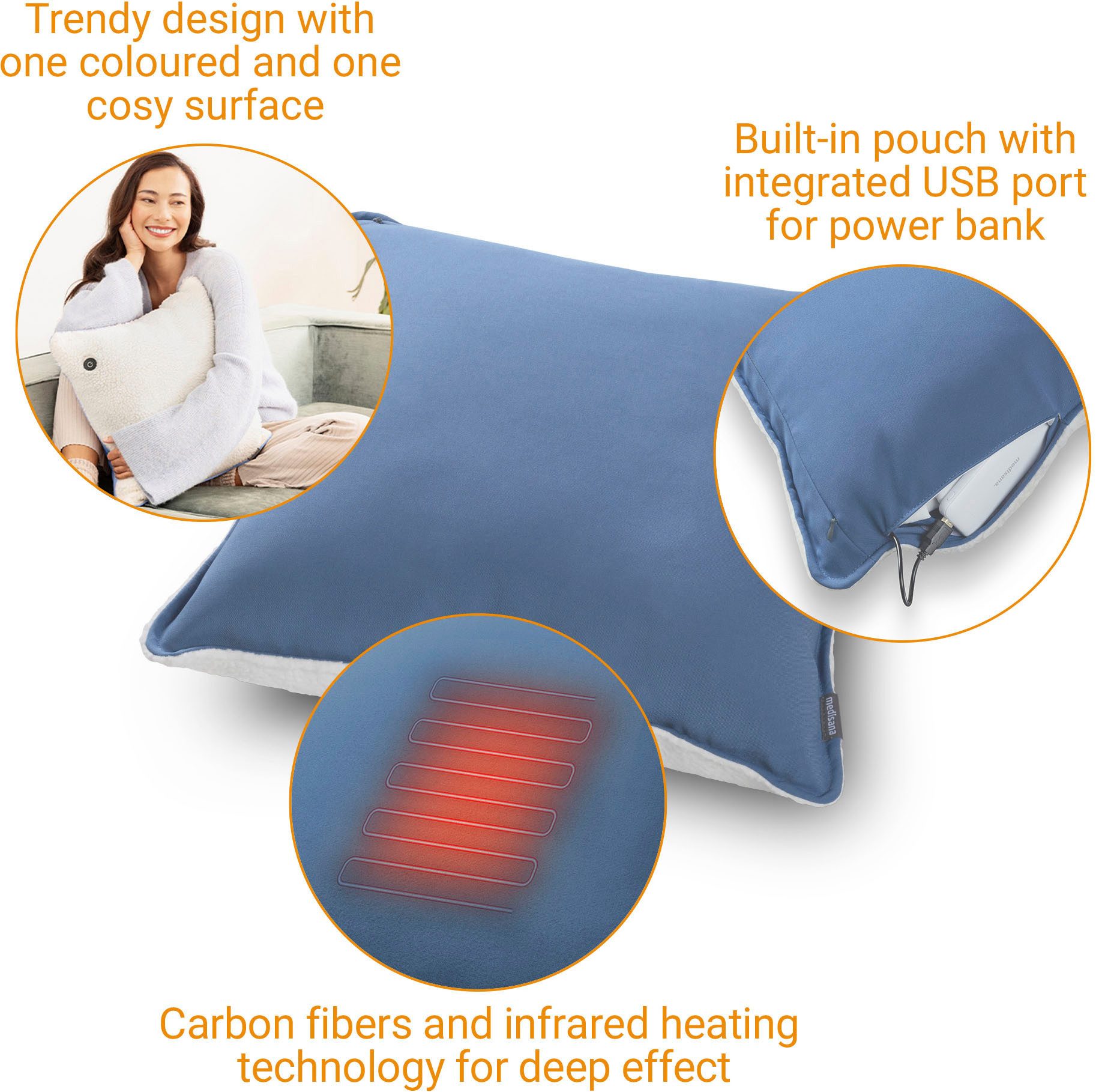 Medisana Warmtekussen HC 150 diepwerkend door koolstofvezel met infrarood, draadloze toepassing