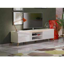 inosign tv-meubel aladino breedte 200 cm, compleet hoogglans zonder verlichting wit