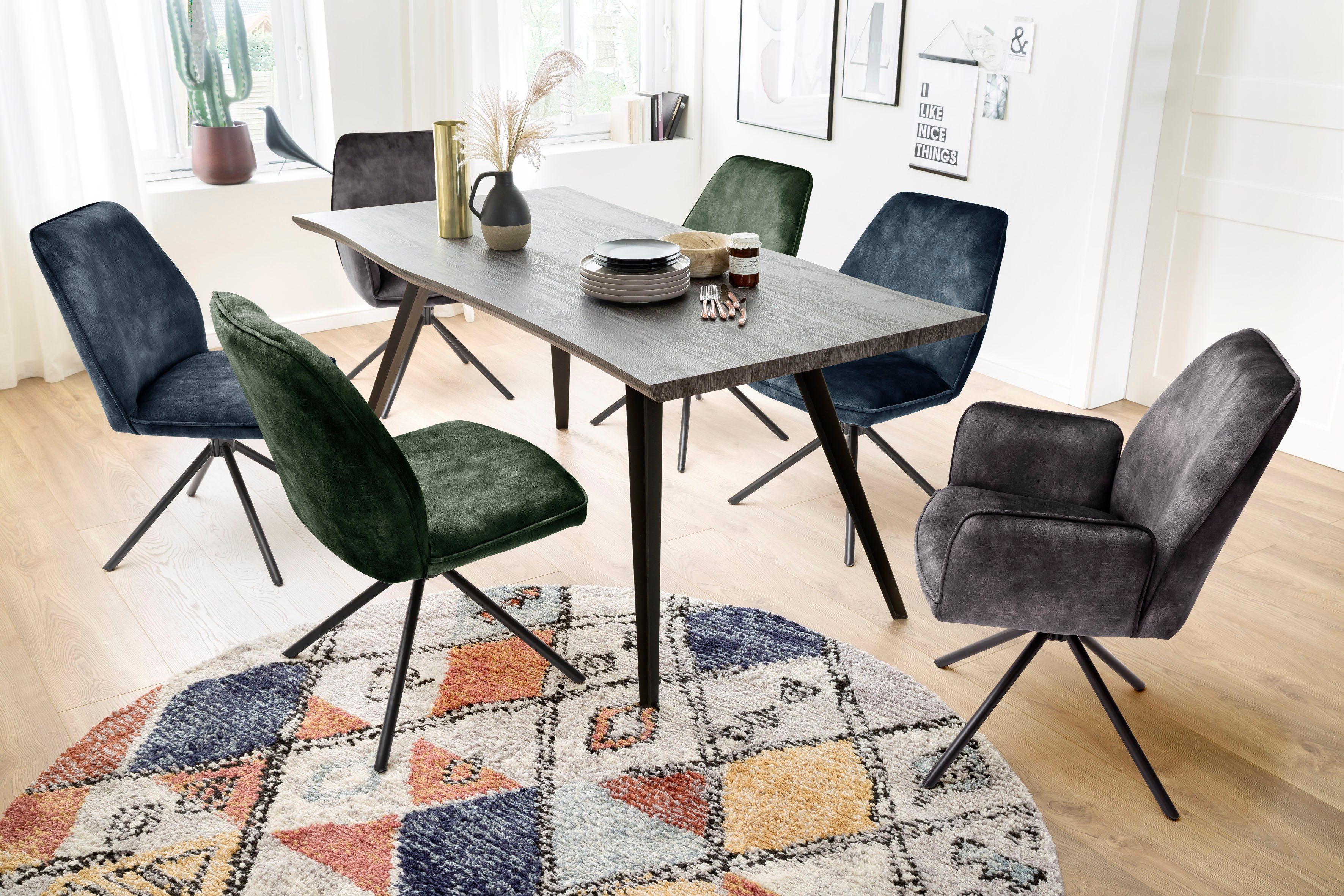 MCA furniture Eetkamerstoel Ottawa met armleuning Vintage suède-look met opstaande naad, stoel belastbaar tot 120 kg (set, 2 stuks)