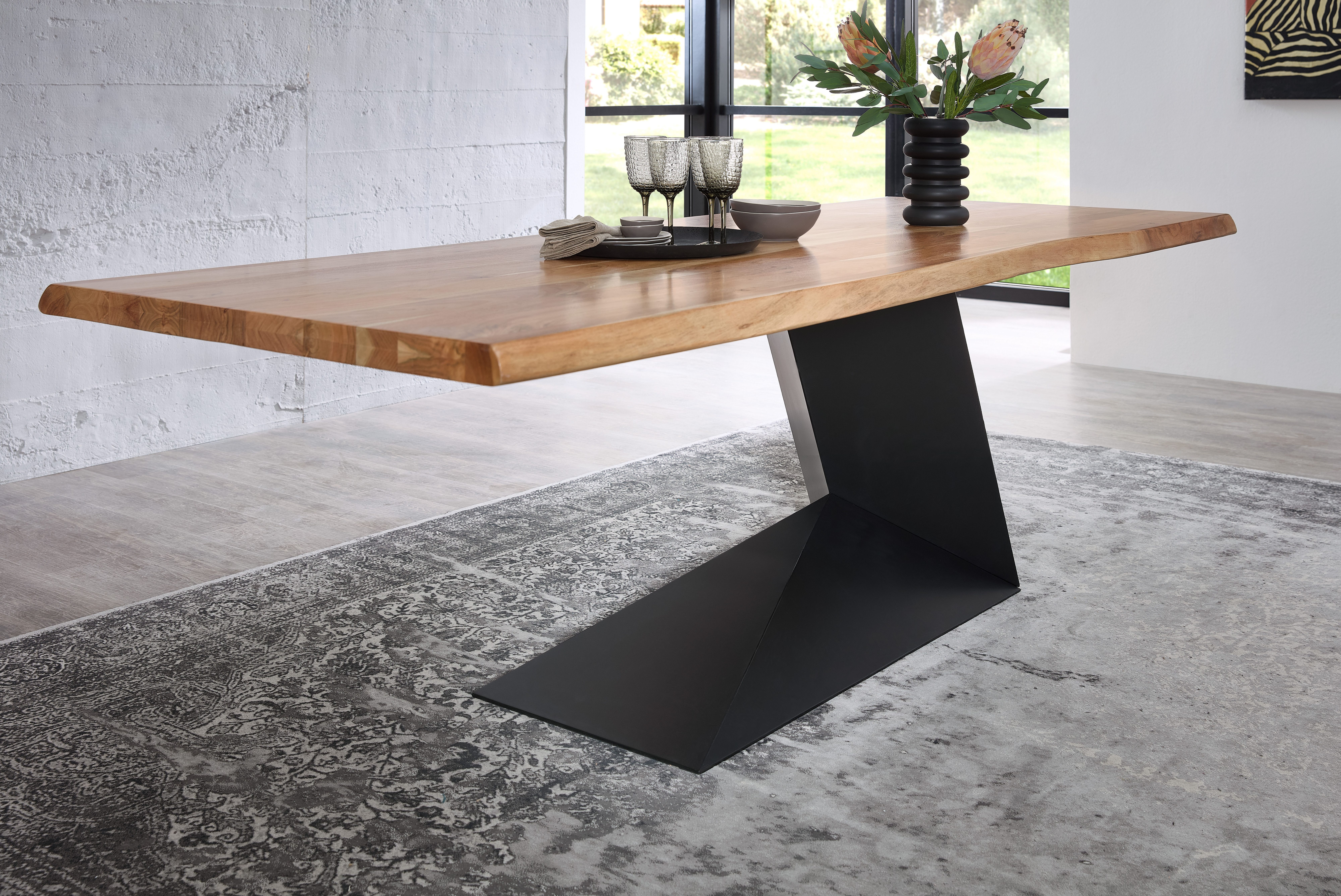 Stolkom Eettafel Alan eettafel massief hout, keuze uit 240 of 200 cm breed Massief acacia, oppervlaktebelasting van de tafel ca. 90 kg